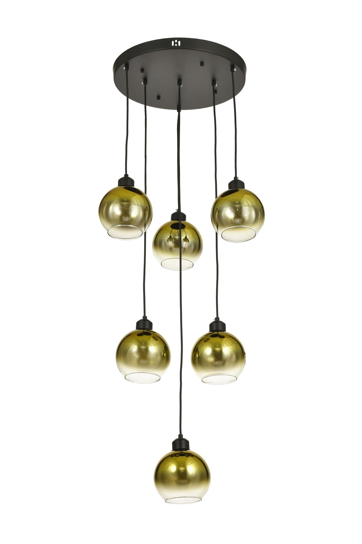 Avizemoda Side 6 lı Gold Camlı Salon Oturma Odası Modern Sarkıt Avize - (Siyah Kasa)