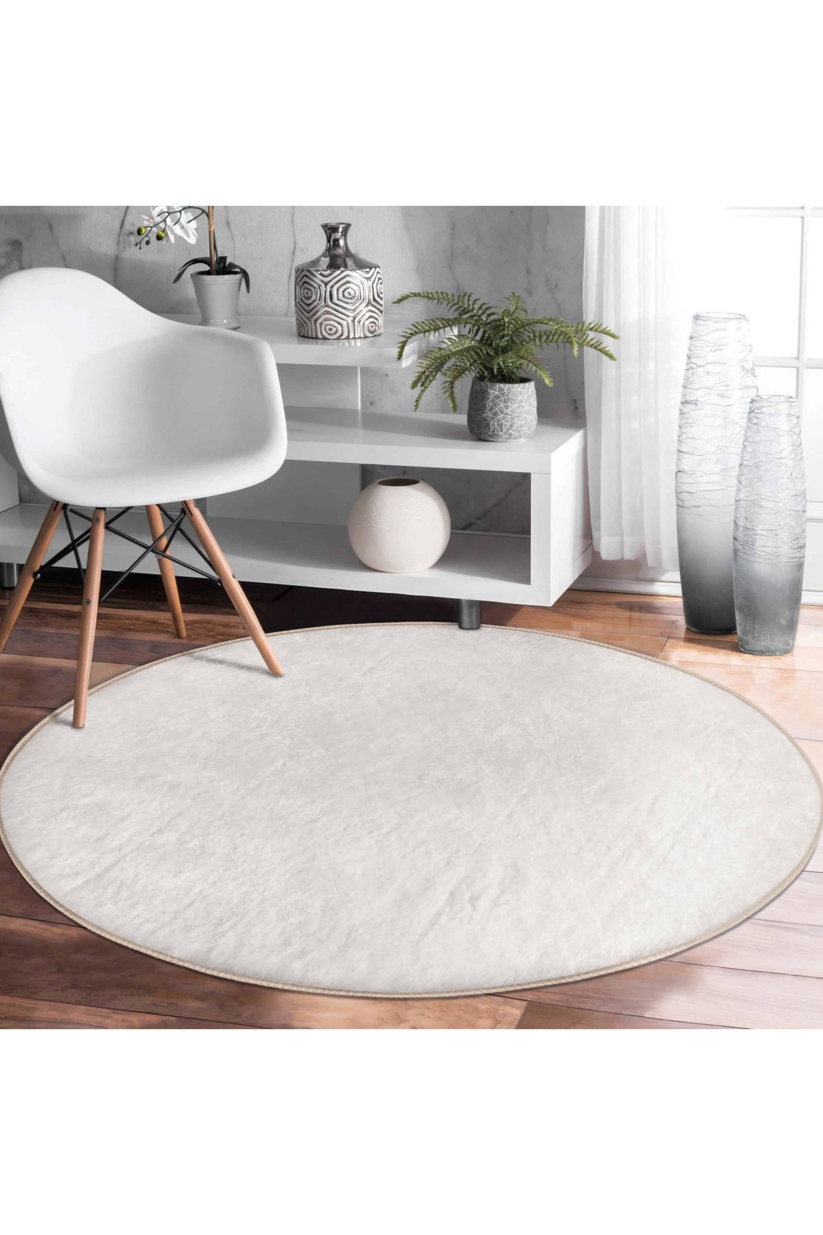 Realhomes Minimalist Yuvarlak Salon Halısı - Kaymaz Taban, 8mm Hav Yüksekliği ile Şık ve Fonksiyonel
