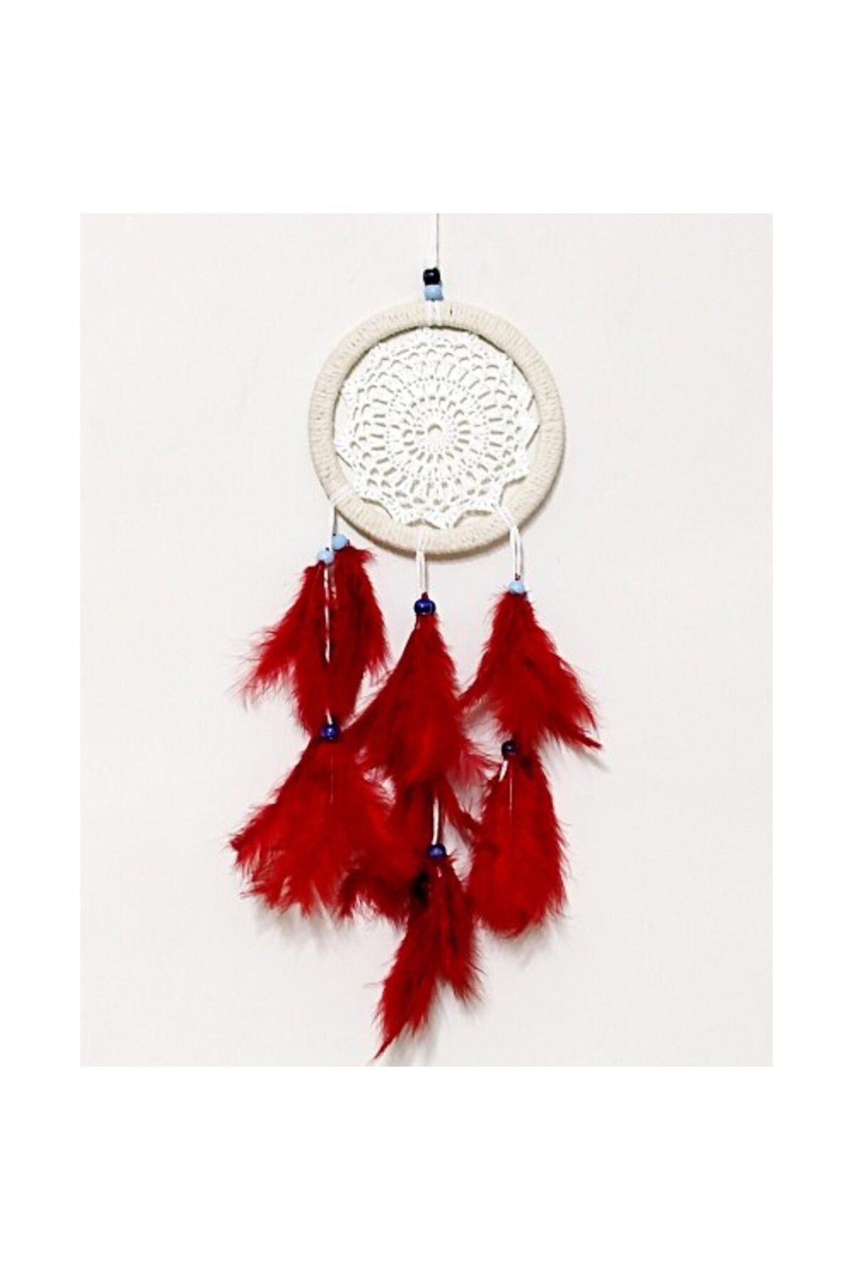 SAVA HOME COLLECTİON Kırmızı Kuş Tüylü Dream Catcher El Yapımı Düş Kapanı Duvar Süsü