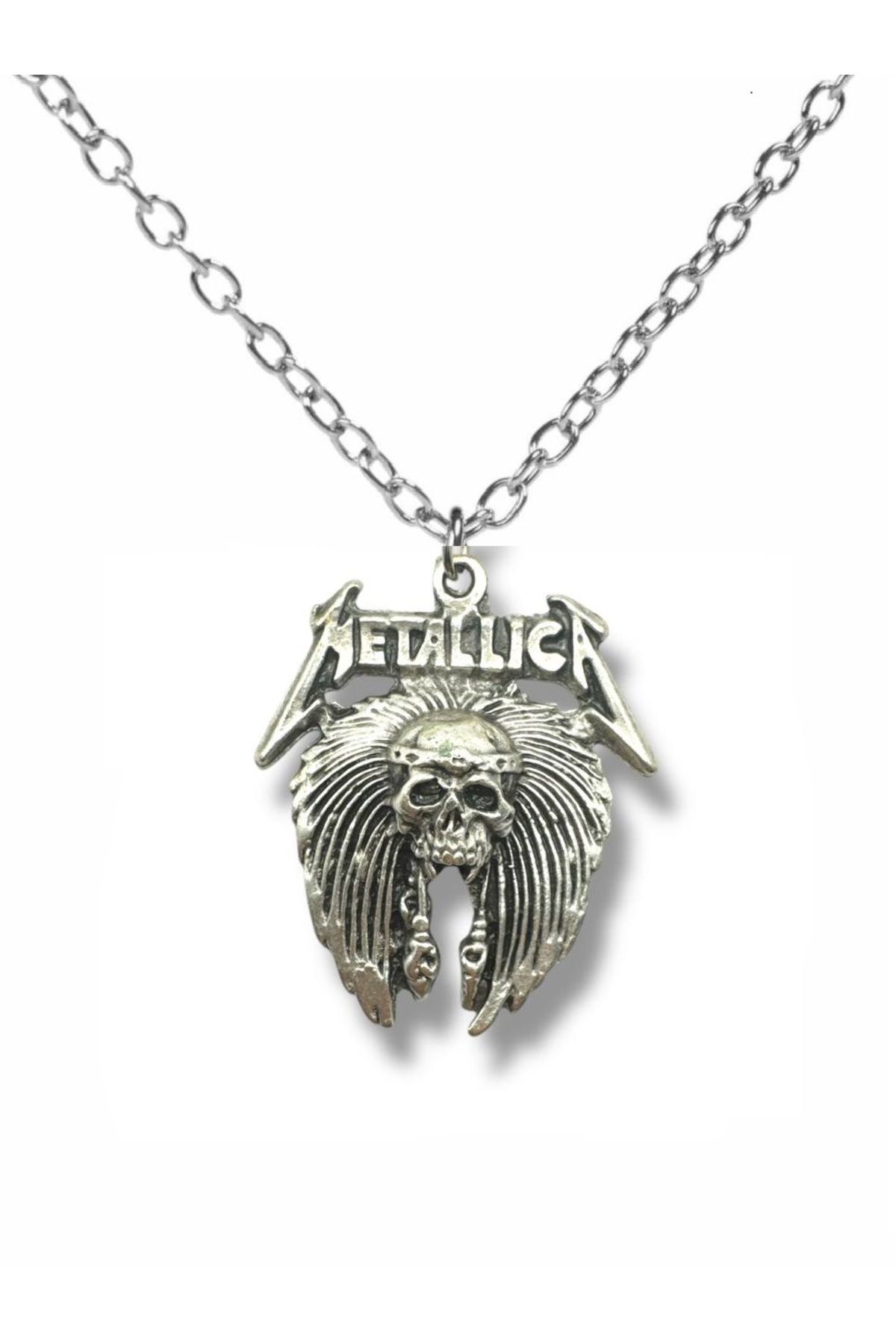 Herşey Nota Metallica Temalı Gümüş Renk Unisex Kolye – Rock ve Metal Müzik Takısı