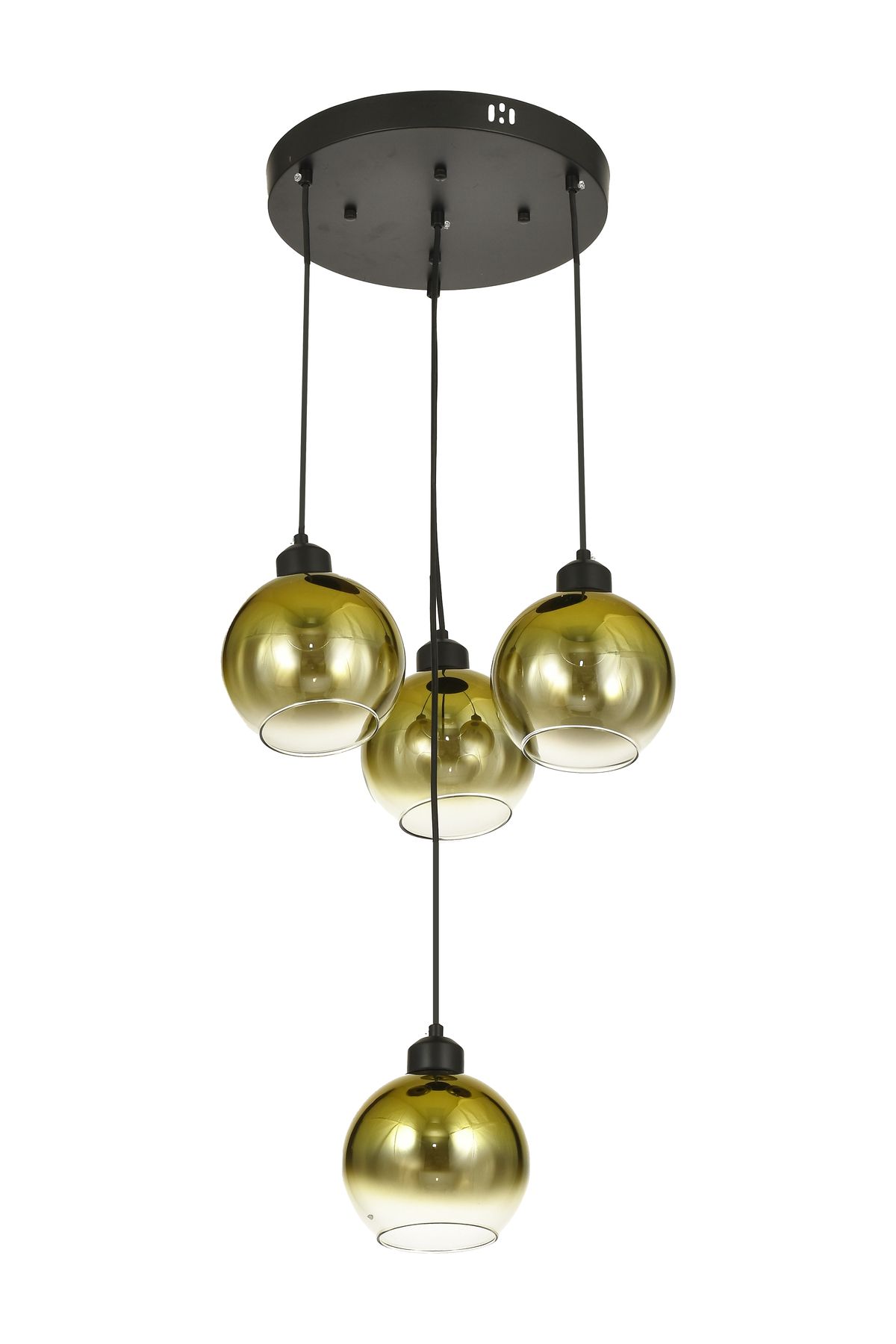 Avizemoda Side 4 lü Gold Camlı Salon Oturma Odası Modern Sarkıt Avize - (Siyah Kasa)