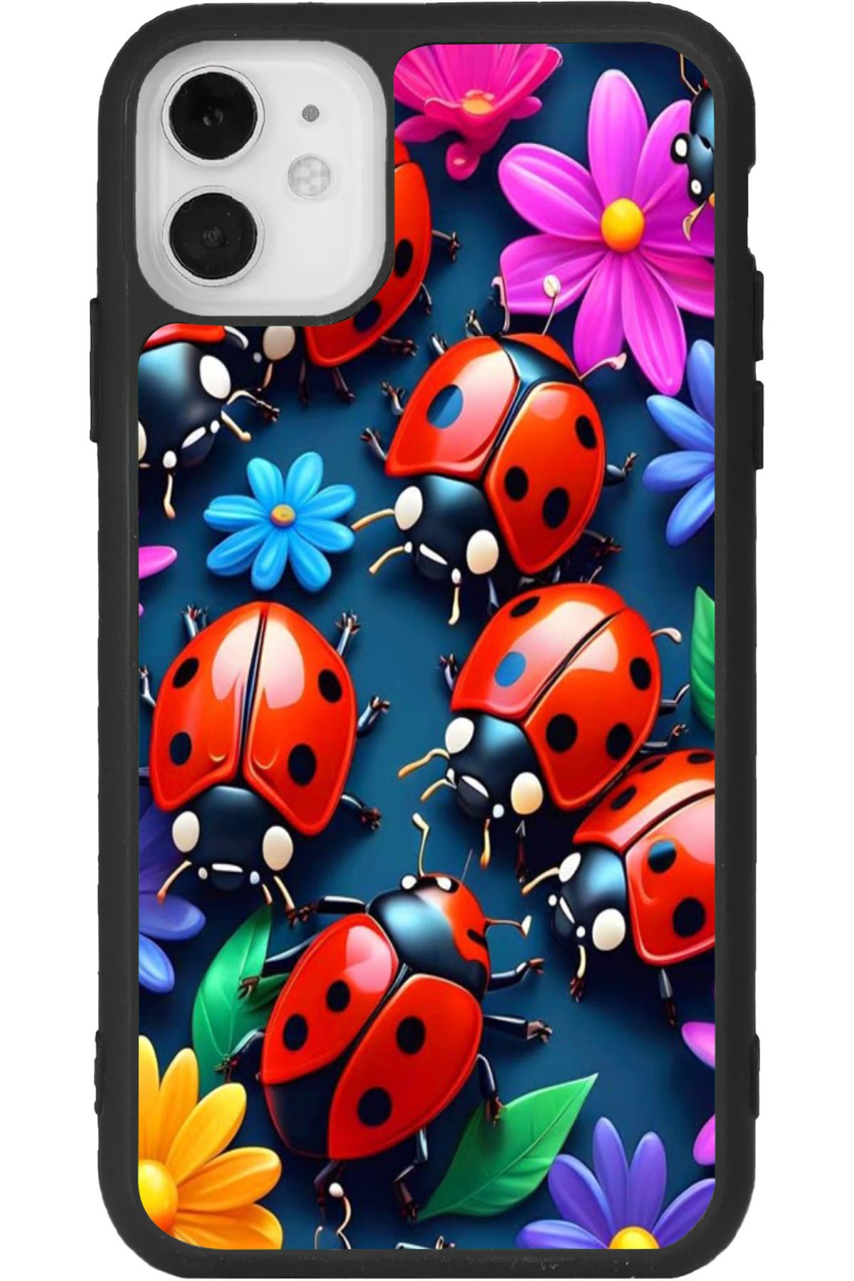 Aksel Kılıf iphone 12 Mini Uyumlu Baskılı, Mat Siyah Renk, Yumuşak Silikon, Koruyucu, Şok Emici Kapak, Kılıf