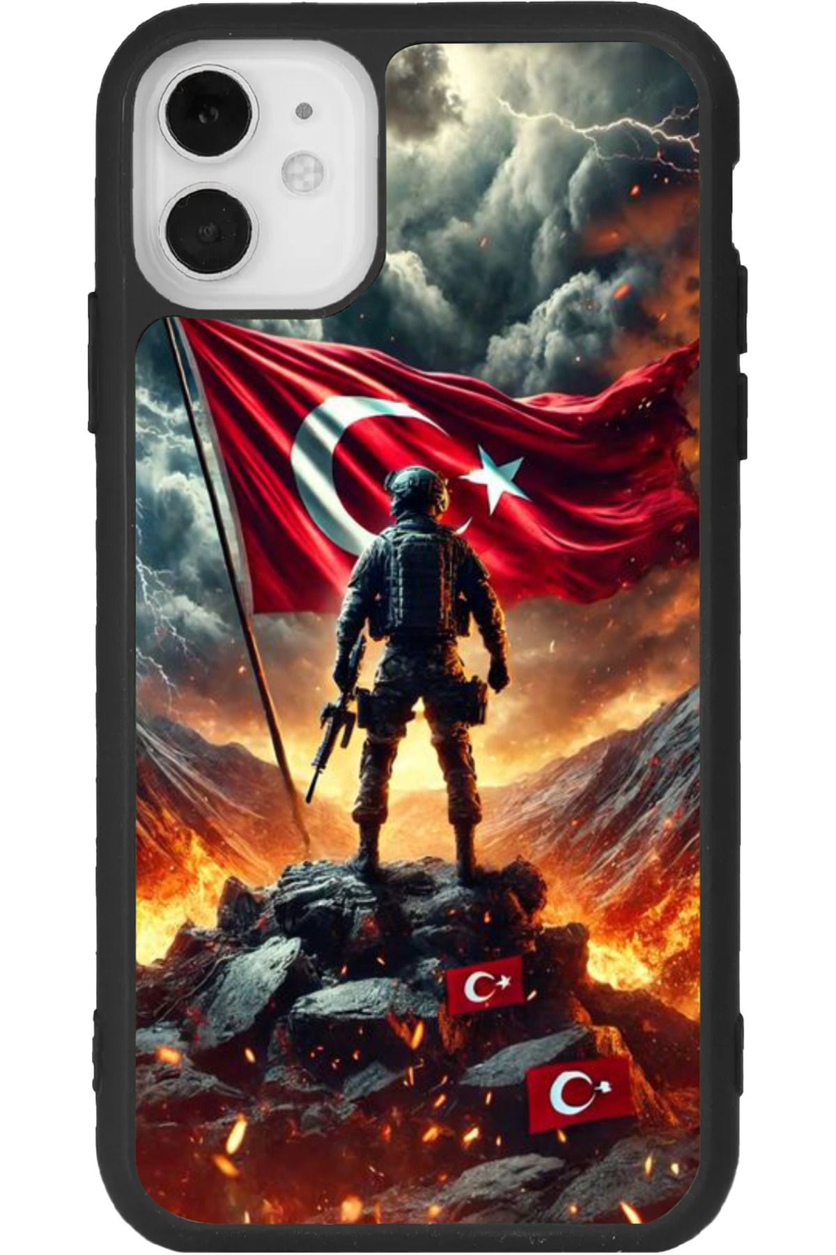 Aksel Kılıf iphone 12 Mini Uyumlu Baskılı, Mat Siyah Renk, Yumuşak Silikon, Koruyucu, Şok Emici Kapak, Kılıf