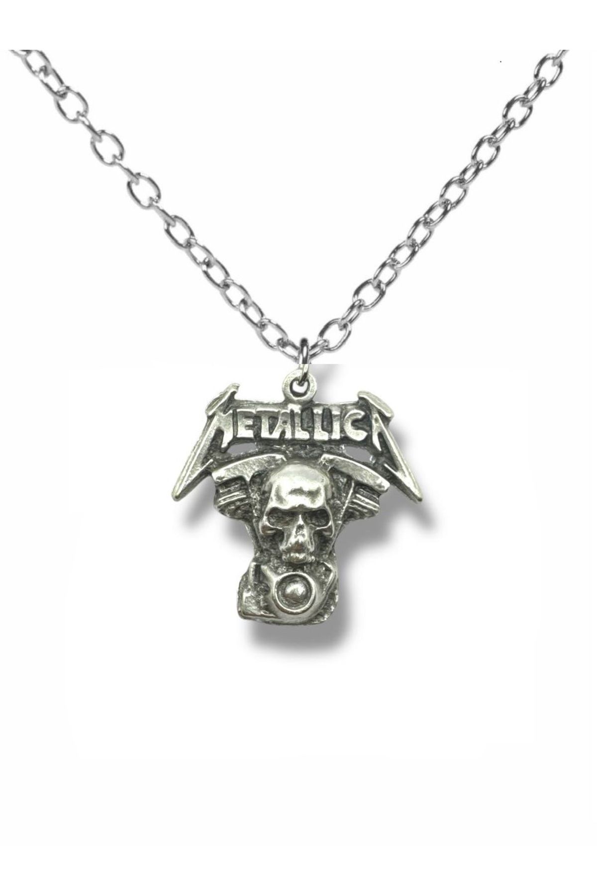 Herşey Nota Metallica Temalı Gümüş Renk Unisex Kolye – Rock ve Metal Müzik Takısı