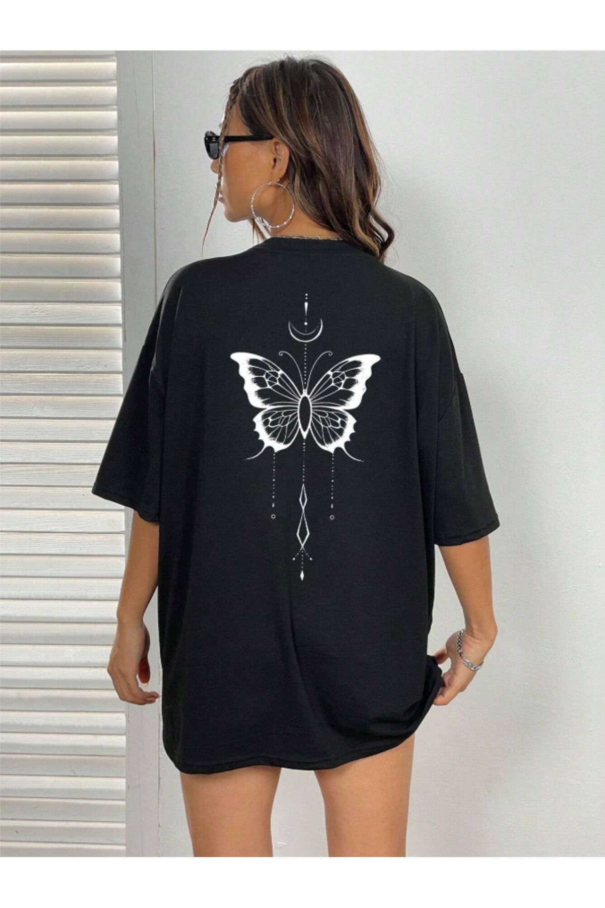 COHERENT Unisex Erkek/Kadın KELEBEK Özel Baskılı Oversize Pamuklu T-Shirt