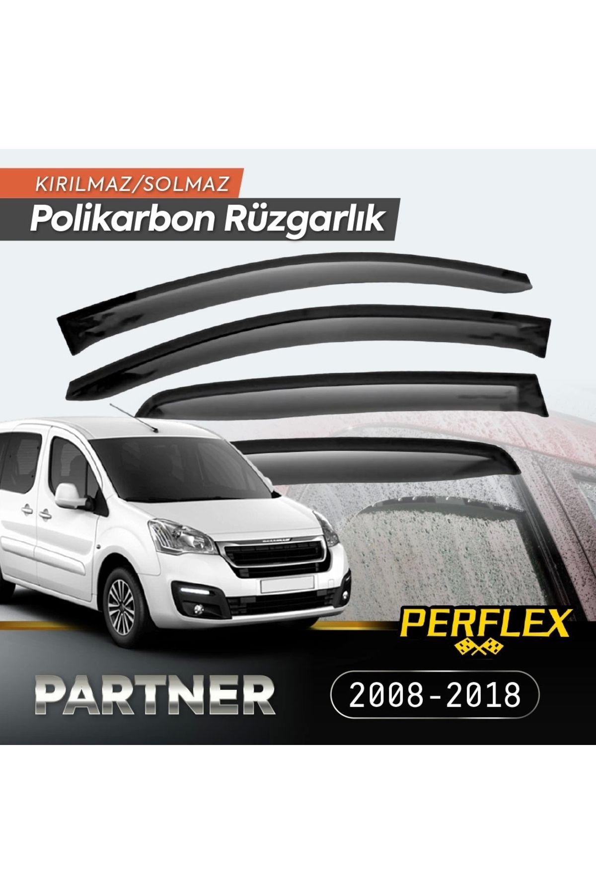 Generic Peugeot Partner Tepee 2008-2018 Cam Rüzgarlığı V2 Düz