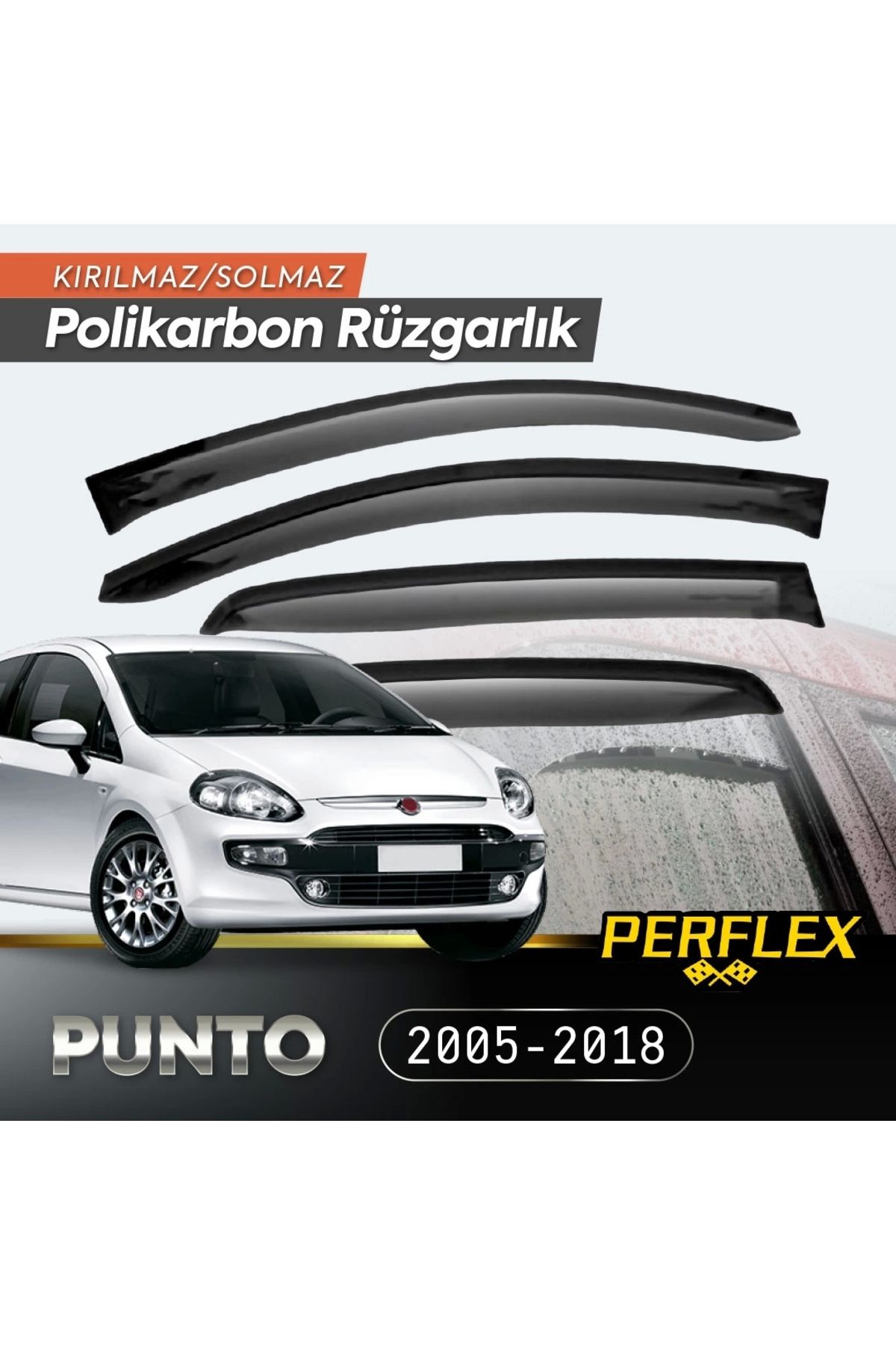 Generic Fiat Punto Grande 2005-2018 Cam Rüzgarlığı V2 Mugen