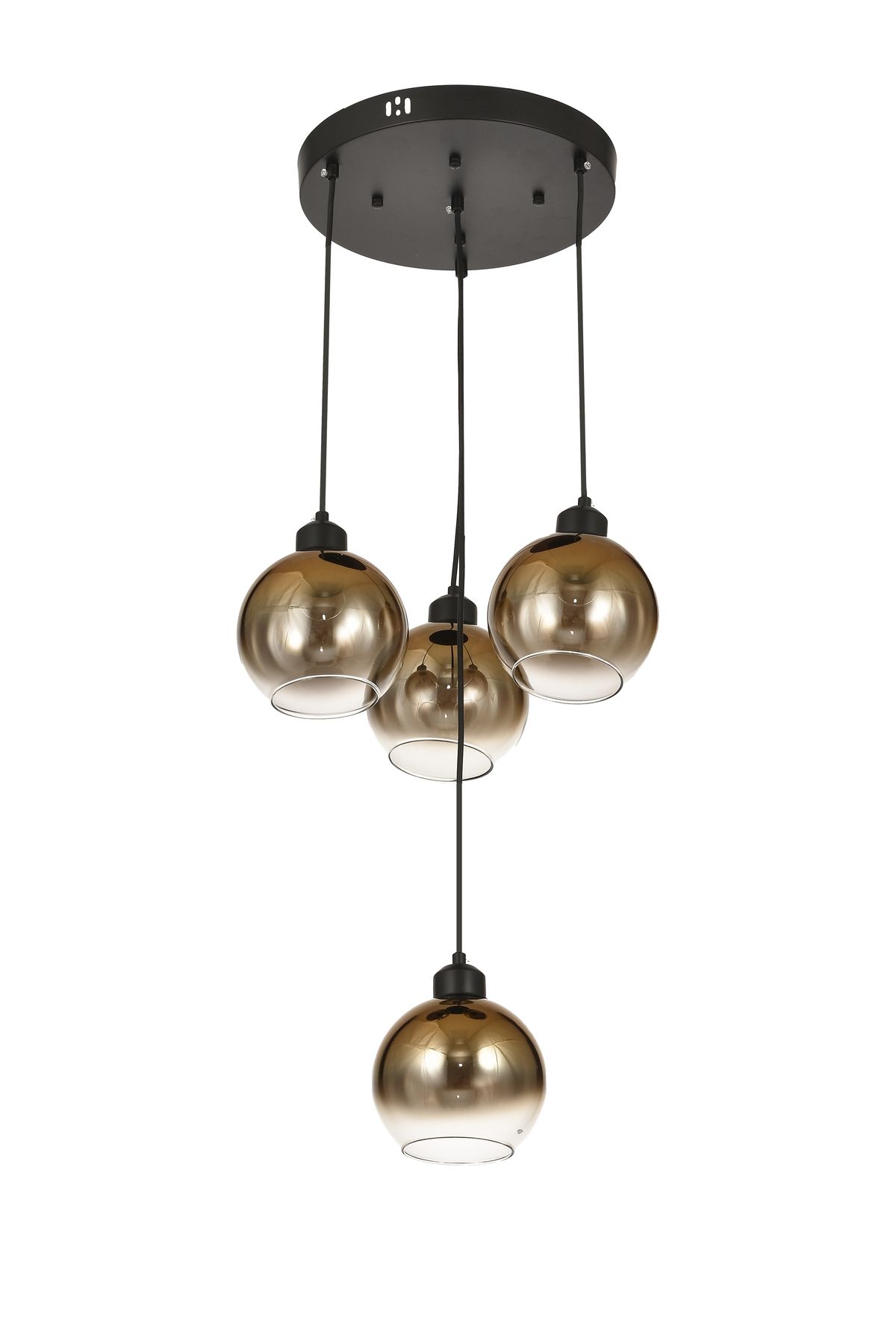 Avizemoda Side 4 lü Kahve Camlı Salon Oturma Odası Modern Sarkıt Avize - (Siyah Kasa)