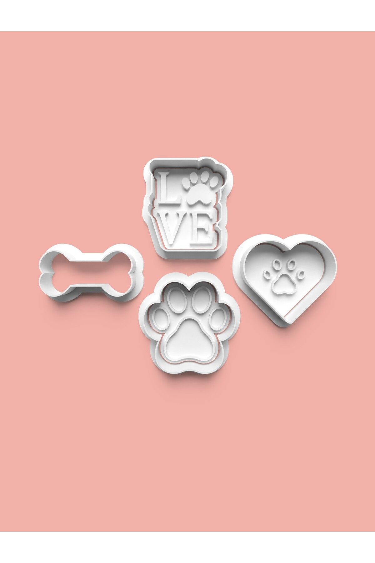 AKTASTORE Köpek Sevgisi Kurabiye Kalıbı Ve Şeker Hamuru Kalıbı 4'lü set