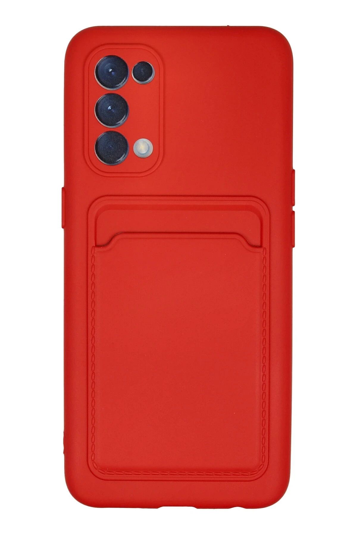 CepteToptan Oppo Reno 5 Kılıf Kelvin Kartvizitli Silikon - Kırmızı