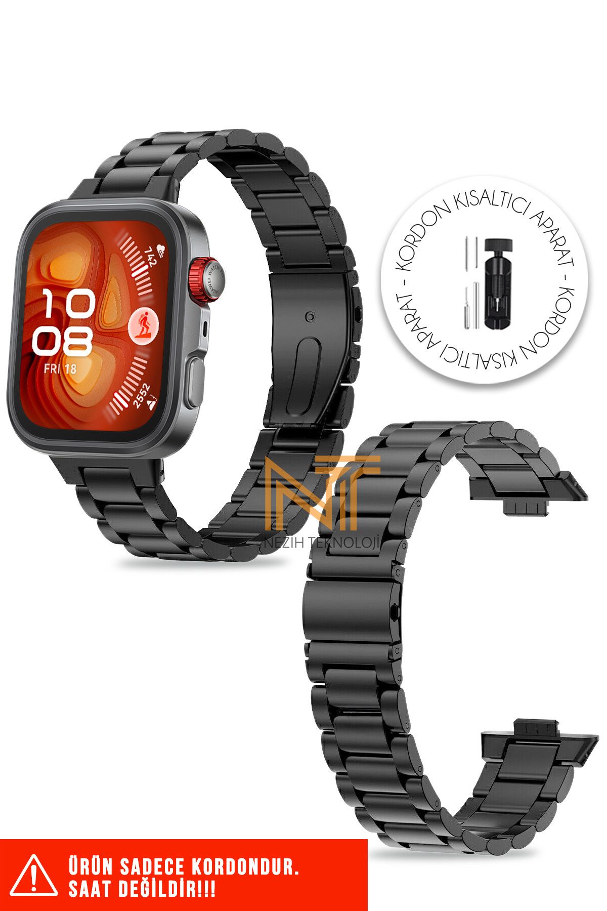 Nezih Case Huawei Fit 4 Pro / Fit 4 Uyumlu Paslanmaz Çelik Baklalı Metal Kordon