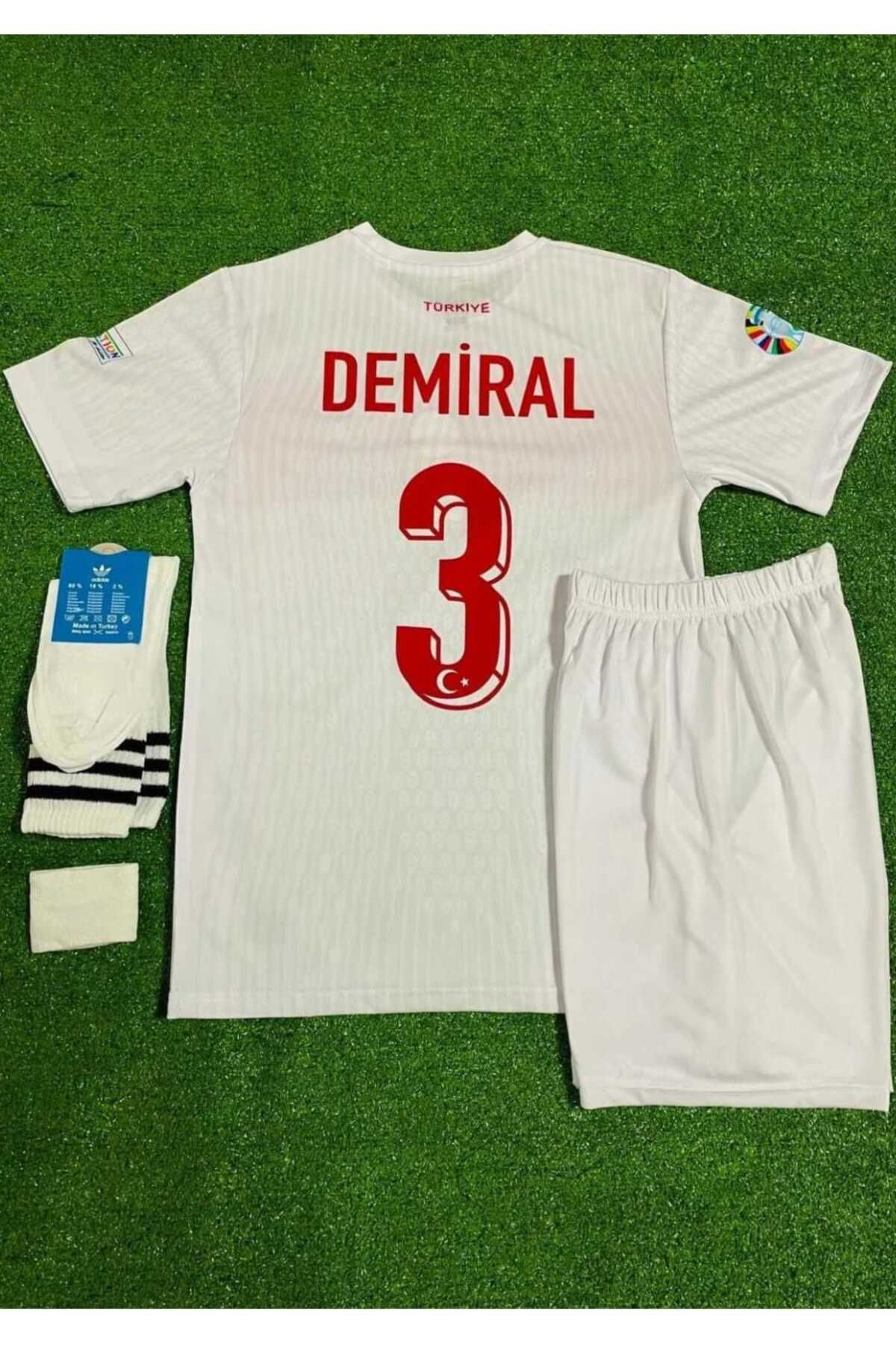 Marka Extra Türkiye Euro 2024 Beyaz Çocuk FUTBOL Forması 4'Lü Set FORMA ŞORT ÇORAP BİLEKLİK Merih Demiral 3