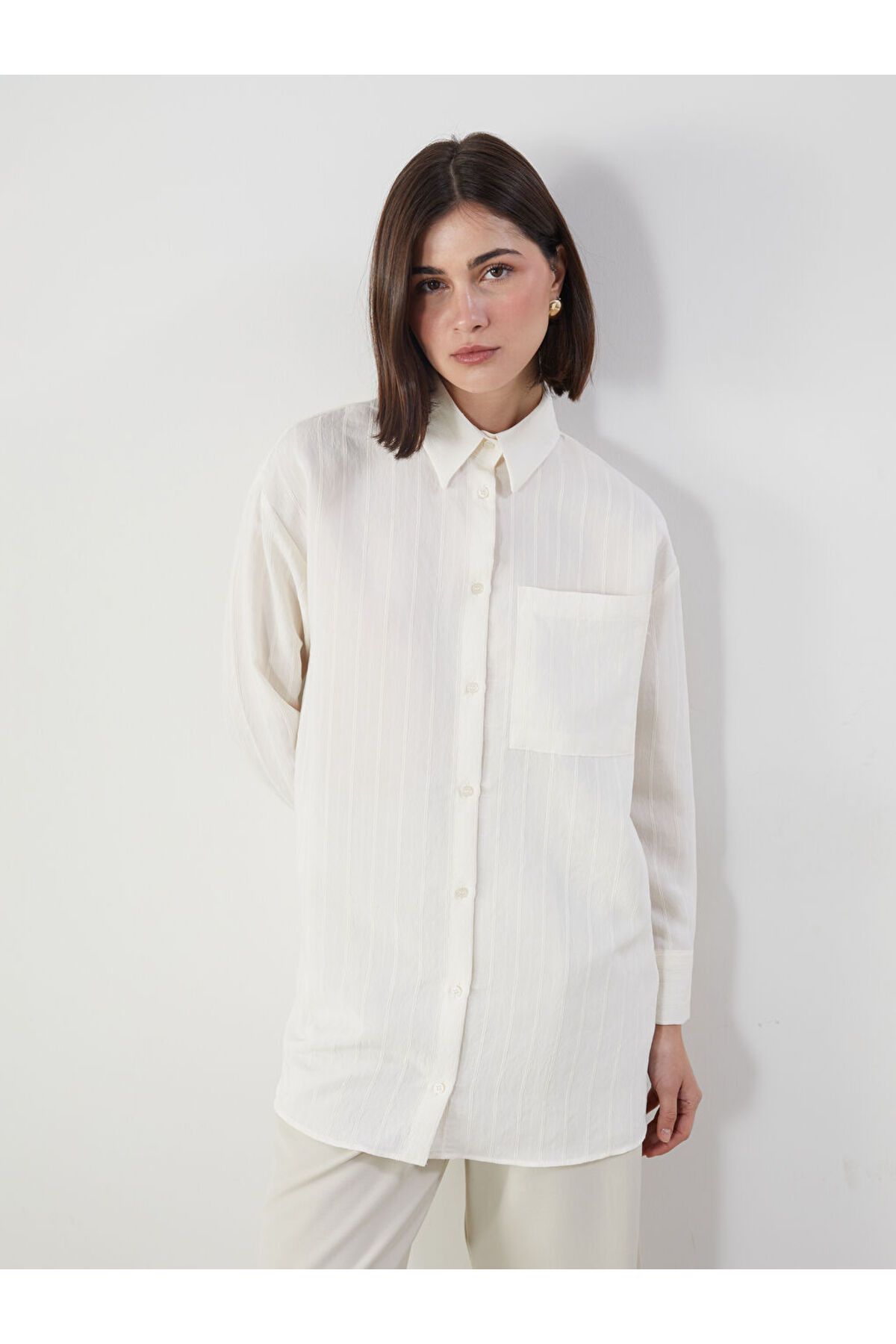 LC Waikiki Dokulu Oversize Kadın Gömlek Tunik
