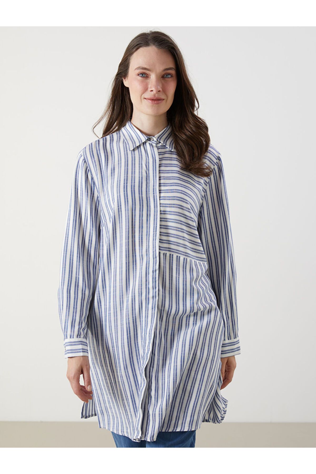 LC Waikiki Yeni Sezon Cizgili Kadin Gomlek Tunik - S5MD10Z8