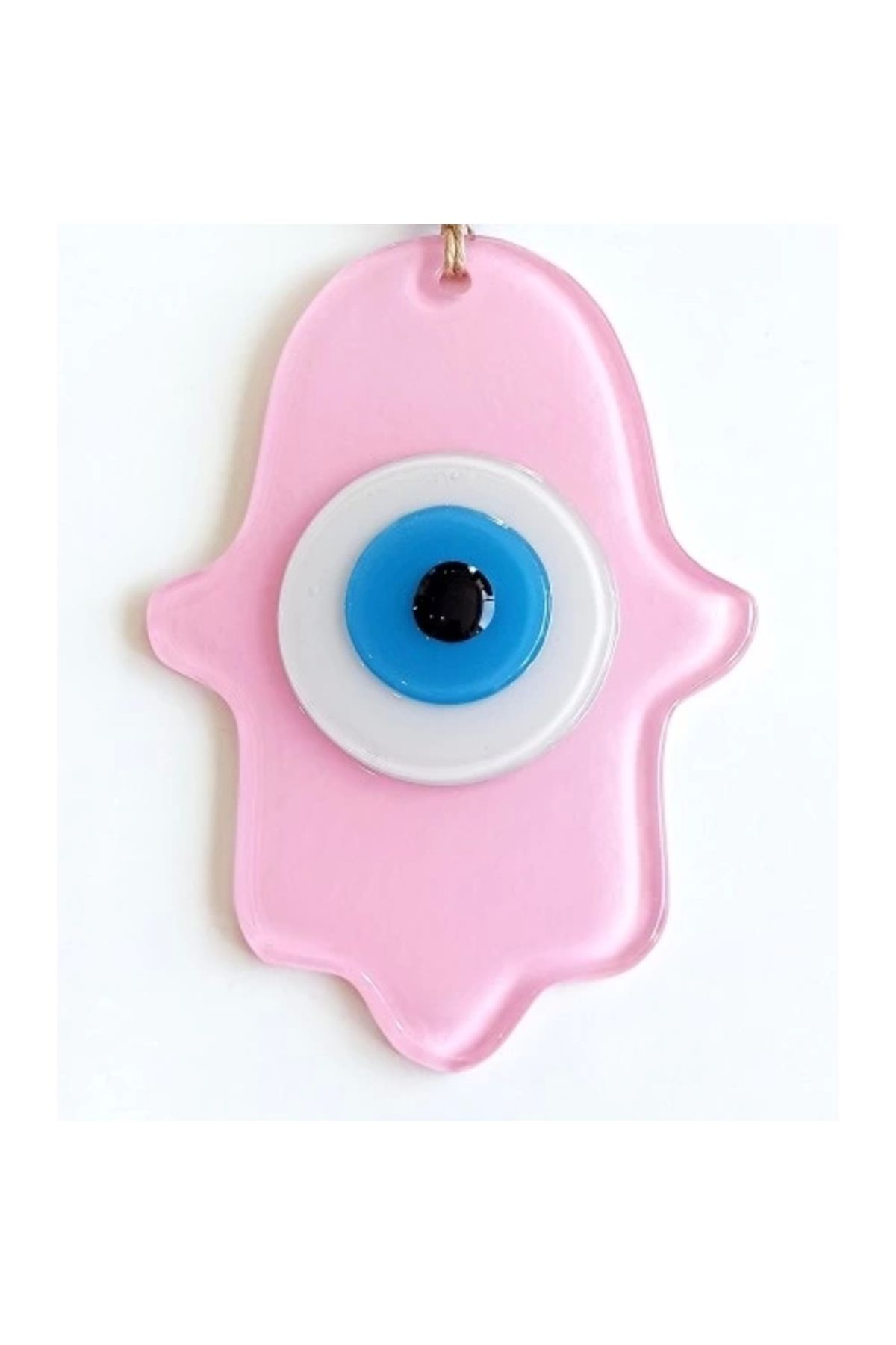 Nemere Nazar Boncuklu Pembe Renk Fatma Ana Bereket Eli Cam Duvar Süsü