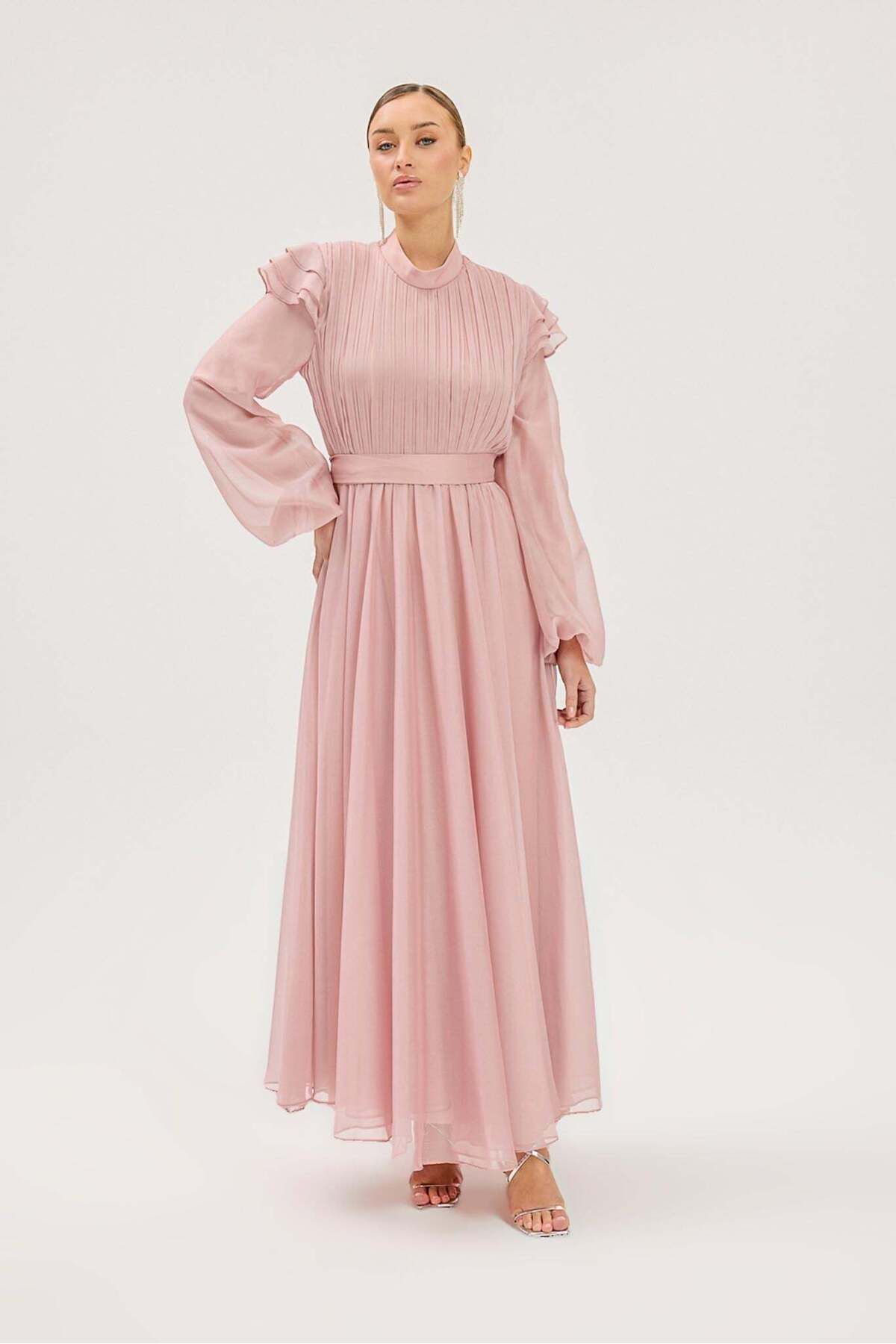 Rimel Moda Peri Pırlanta Abiye Elbise Pembe