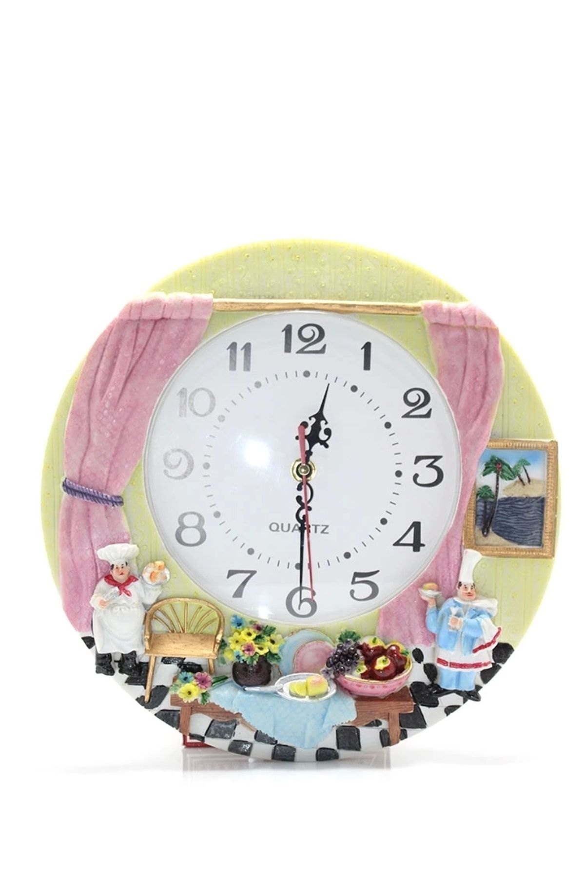 thebestnzm Duvara Asmalı Aşcı Tasarımlı Polyester Saat Alk1538