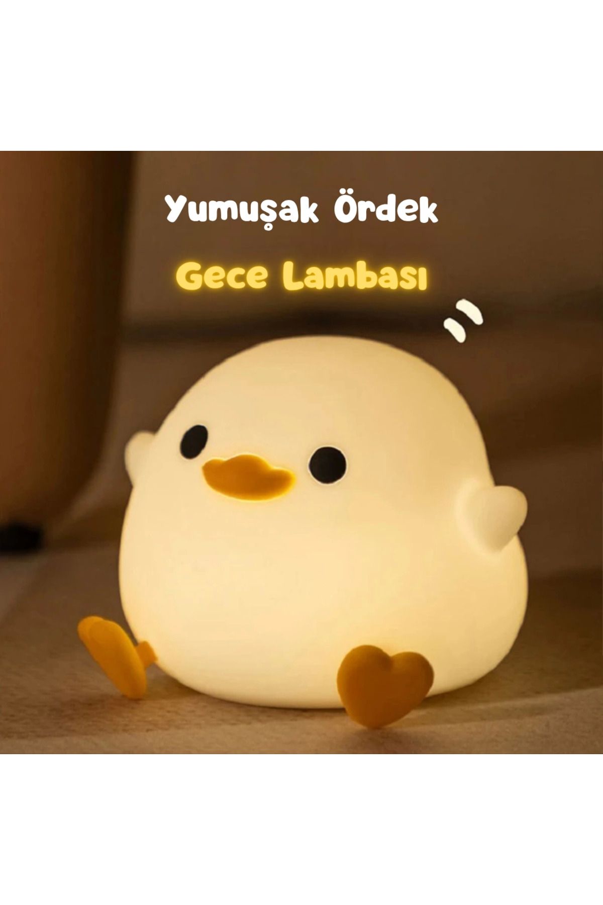 DENİZBİLİŞİM Yumuşak Sıkılabilir Pofuduk Çok Renkli Ördek Gece Lambası Dekoratif Masa Lambası