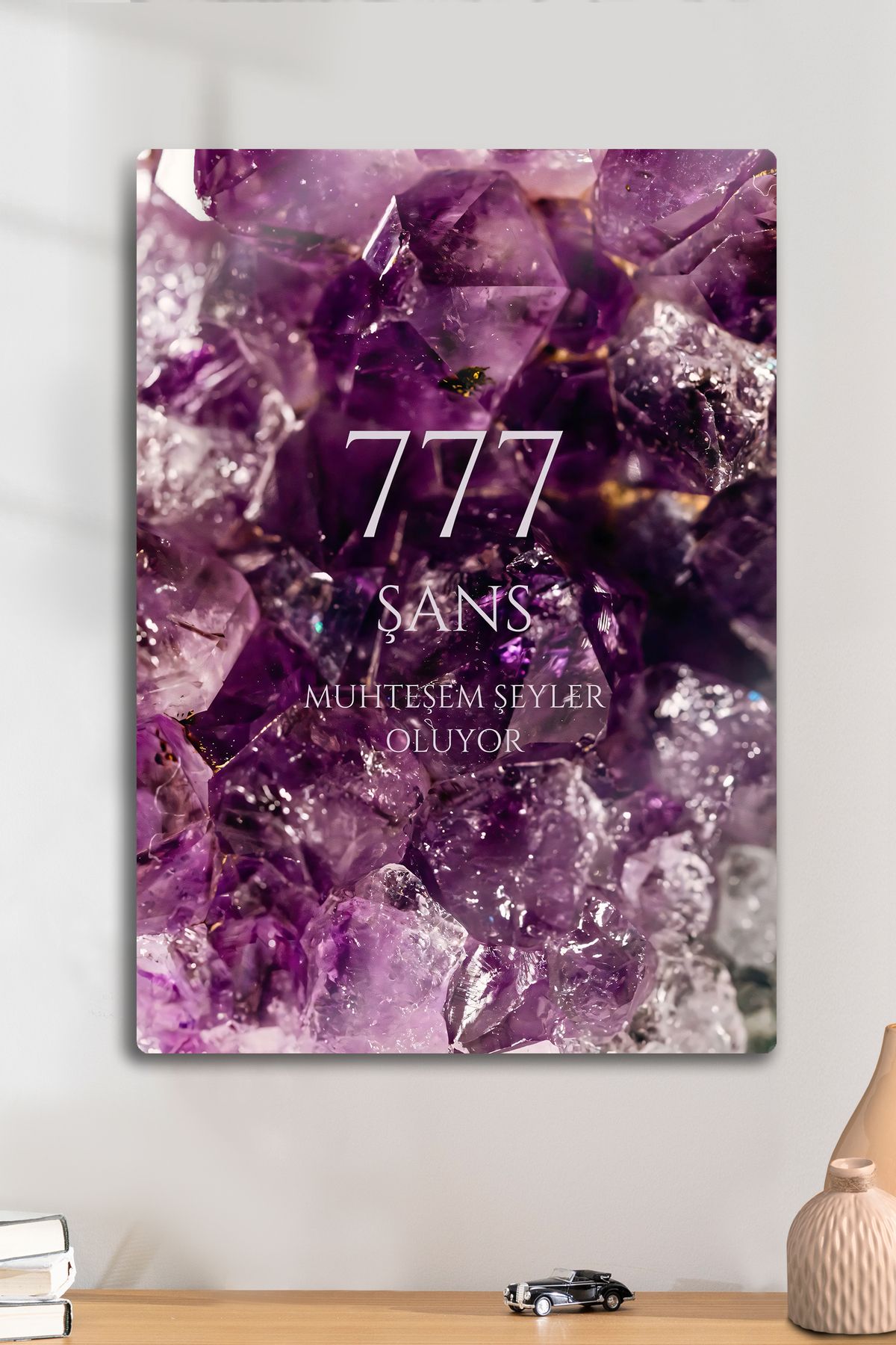 DekorHane Metal Baskı - 777 Manifest Kuvars, Olumlama Şans Tablosu, Muhteşem Şeyler Oluyor