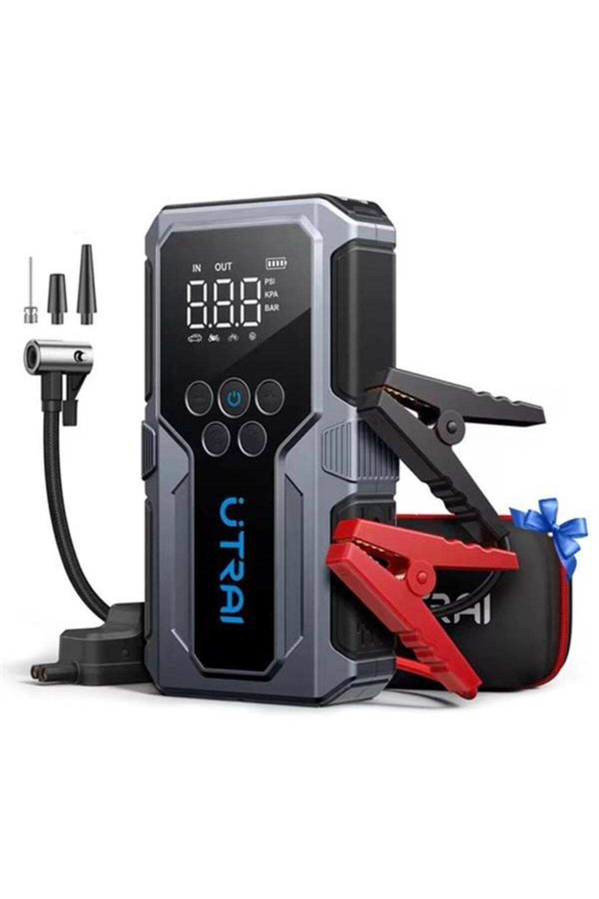 DENİZBİLİŞİM Utrai Js-9 12-24V Akü Şarj Powerbank Lastik Hava Kompresörü Şişirici Taşınabilir Dijital Kablosuz E