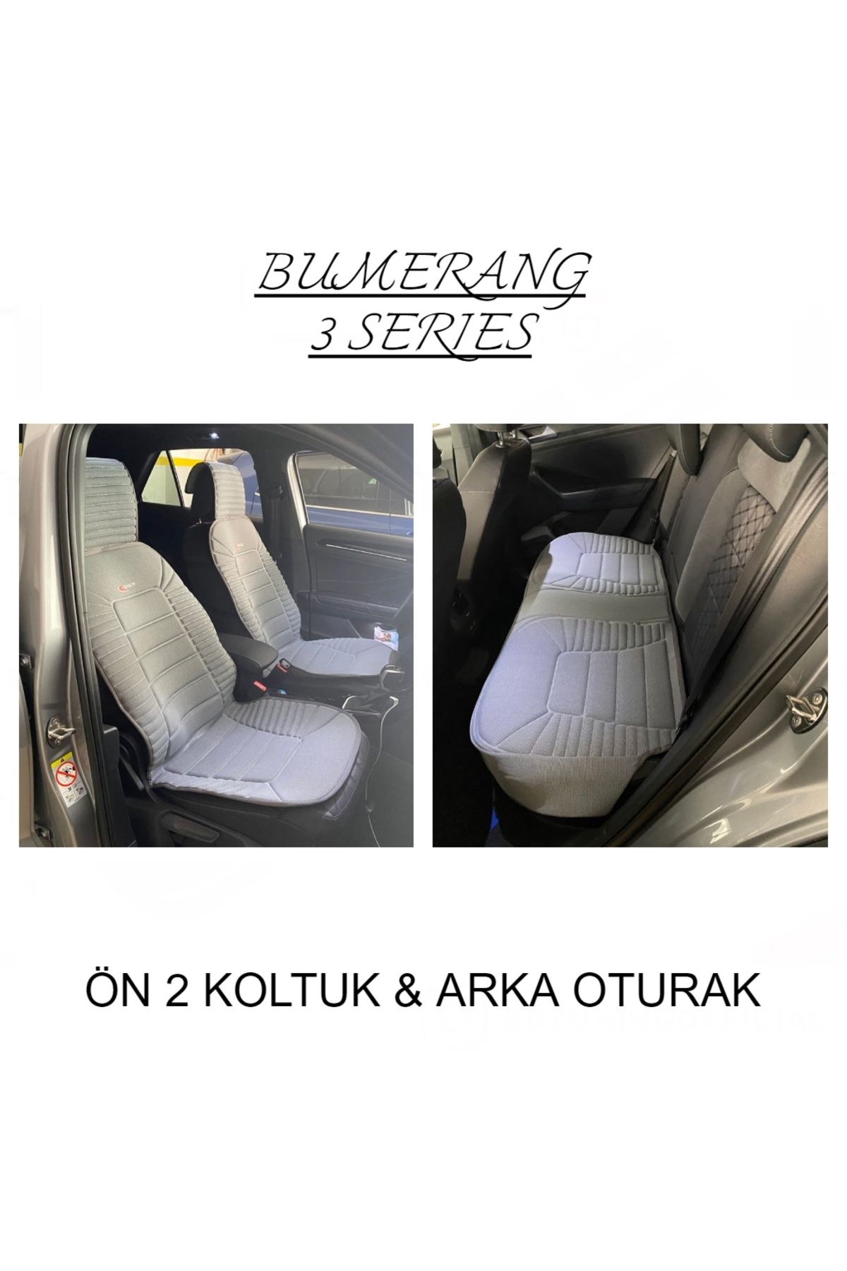 autogoodstore Audi A4 Serisi Uyumlu Lüx Oto Koltuk Minderi Ön Arka Oturak 3'lü Set Bumerang Gri ags