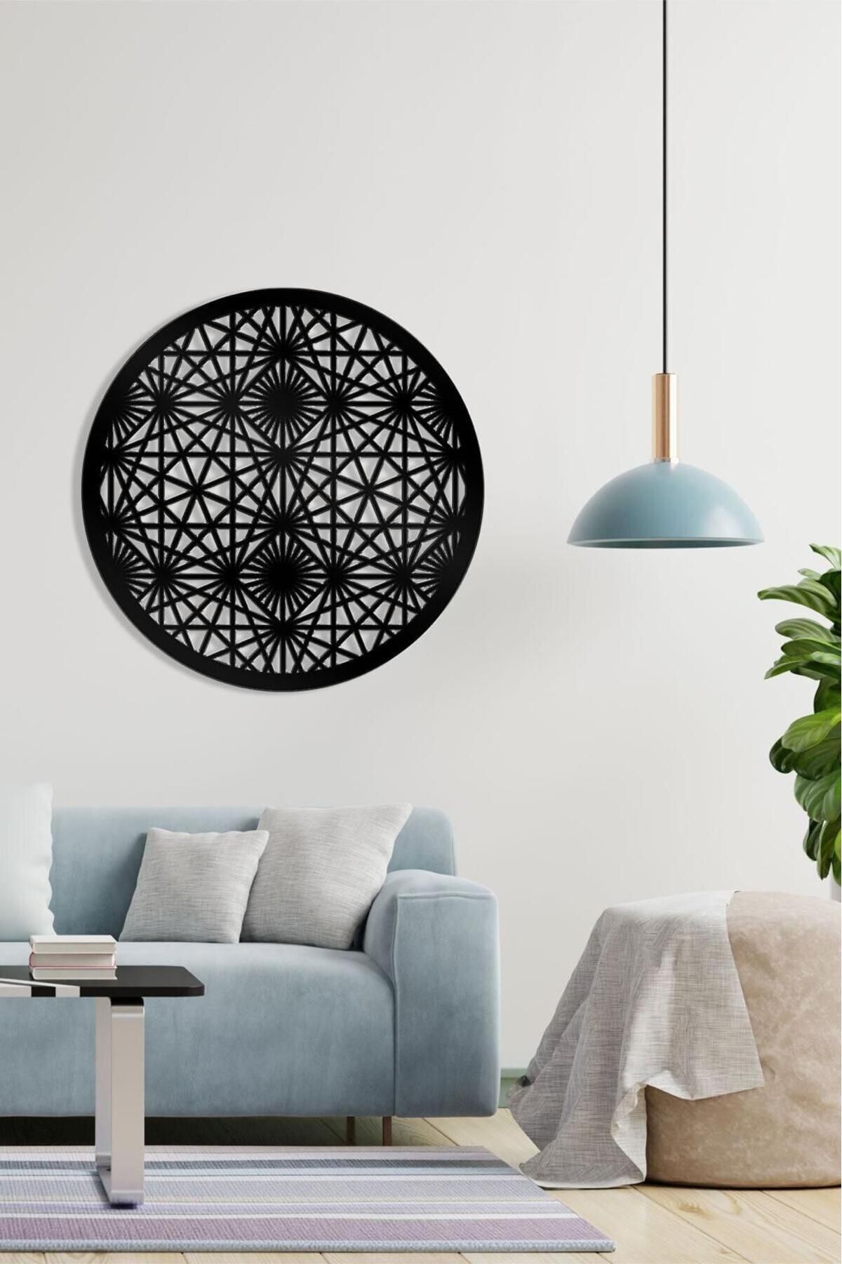 LUNOART SİYAH DAİRESEL GEOMETRİK DESENLİ METAL TABLO