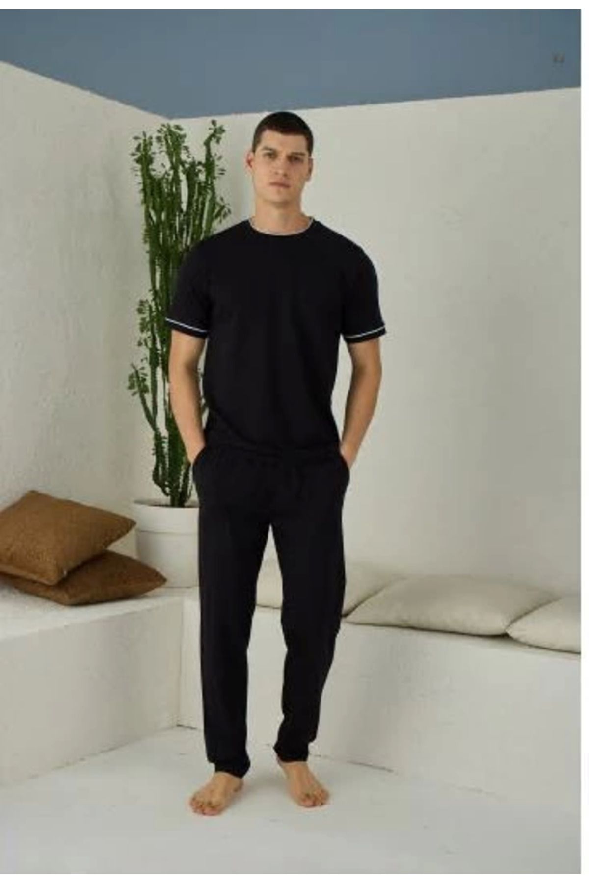 Moon wear Erkek 2092 Erkek O Yaka Pijama Takım