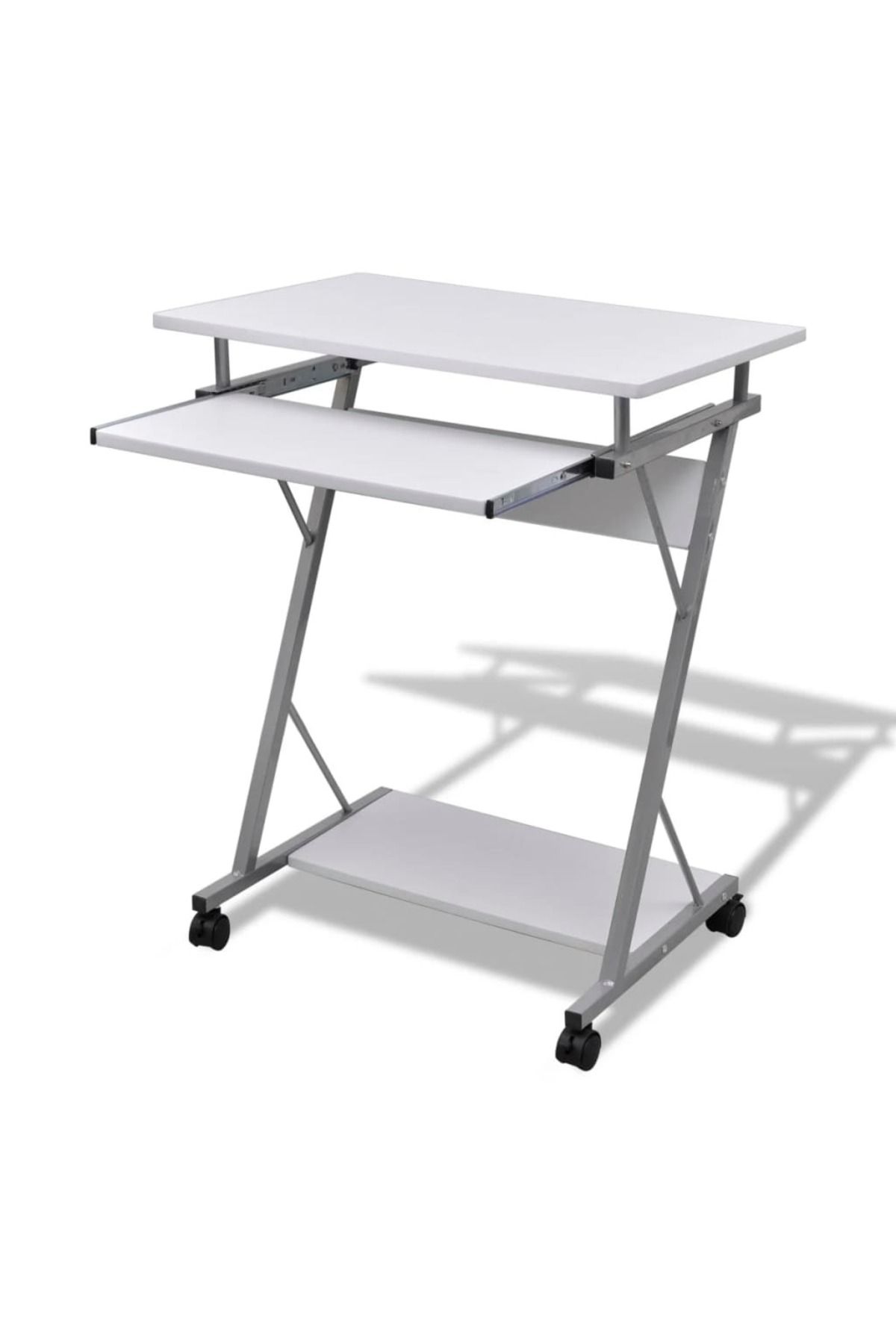 vidaxl-Compact Computer Desk with Pull-out Keyboard Tray White 1