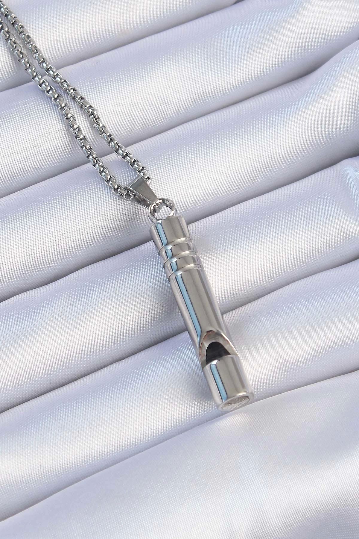 Nemere Acil Durum Düdüğü 316L Çelik Kararma Yapmaz Yüksek Desibel Kolye Unisex - TJ-EBK1200