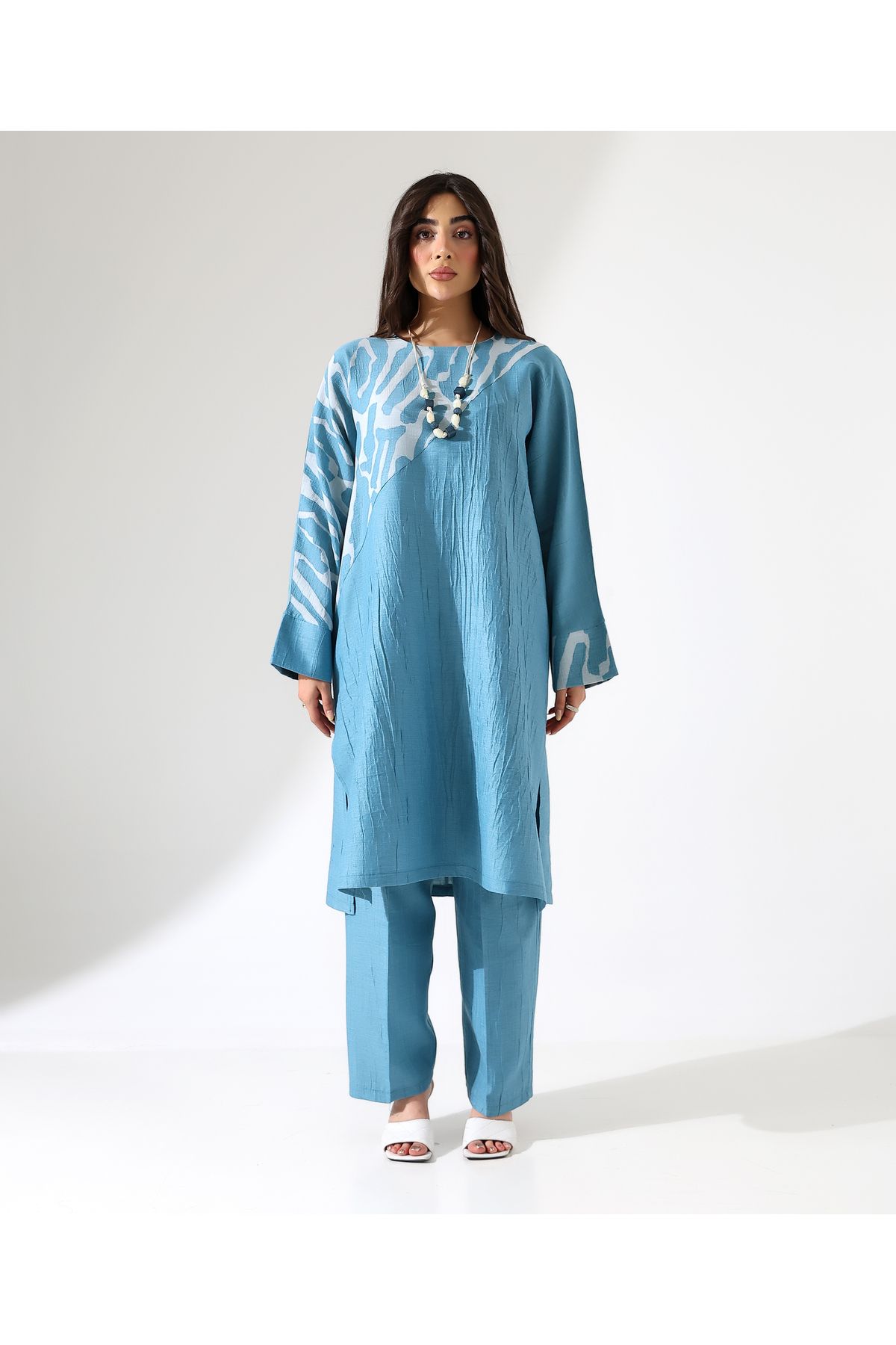 Mankens Fashion Viskon Keten Uzun Tunik Takım