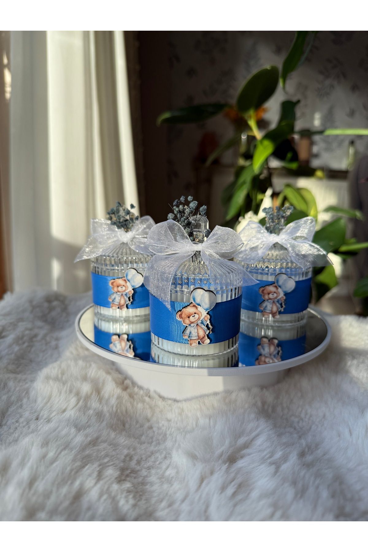 cacagiftdesign BEBEK Hediyelik Mum Özel Süslemeli Bebek Hediyelik Mum İsimli 5 ADET