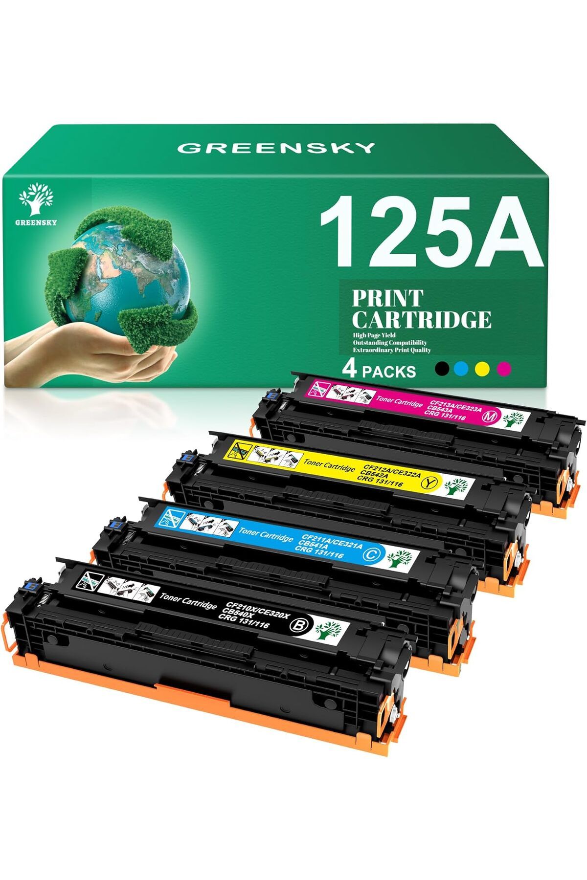 HP CB540A CB541A CB542A CB543A Color CM1312 MFP CM1312nfi CP1215 CP1515n CP1518ni (BK, Cy, Yel, MG,