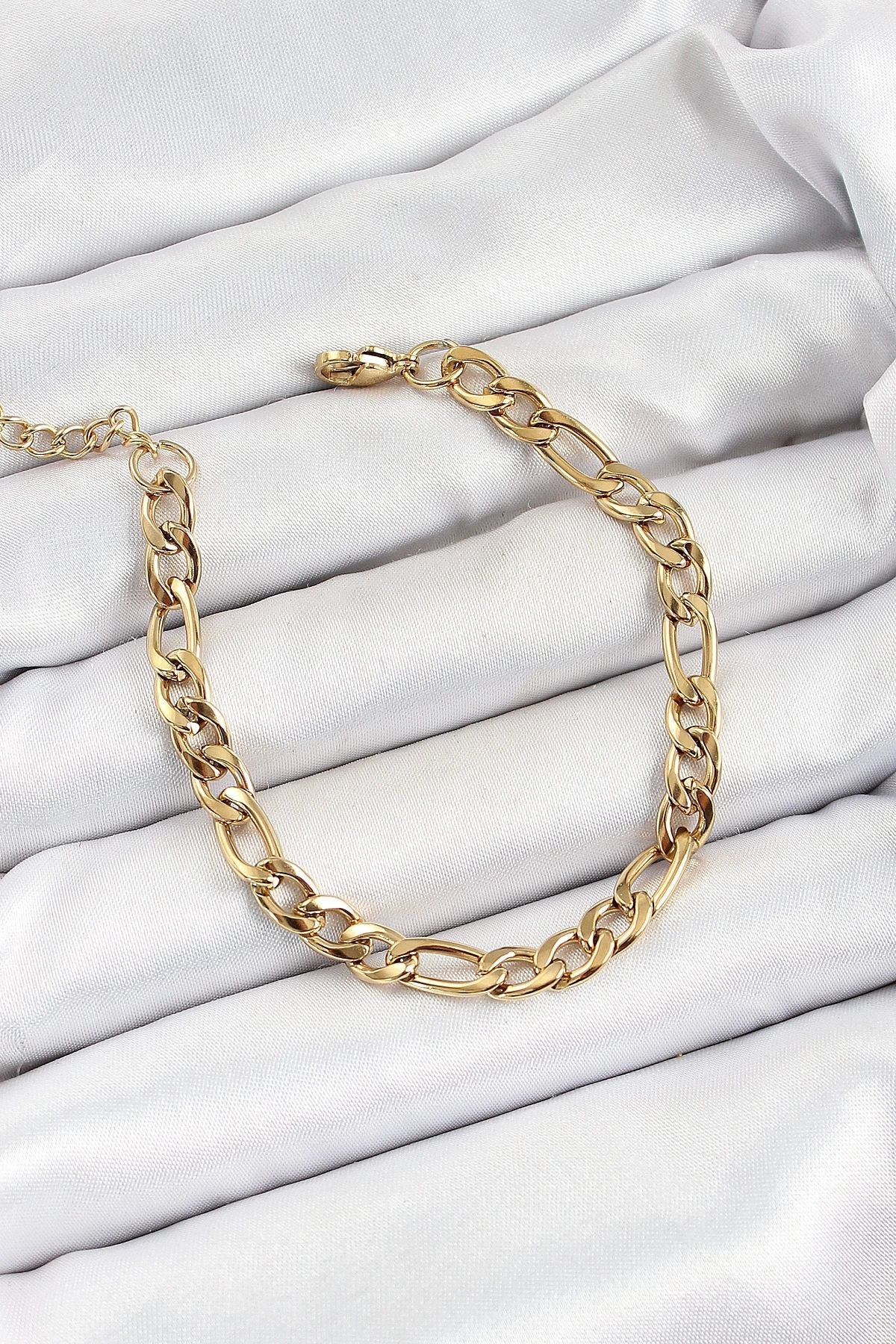 GLIMMERY 316L Çelik Gold Renk Zincir Erkek Bileklik