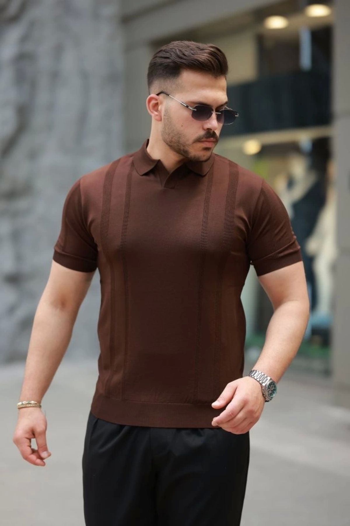 Butik Erkek Hemşire Yaka Kısa Kollu Tişört