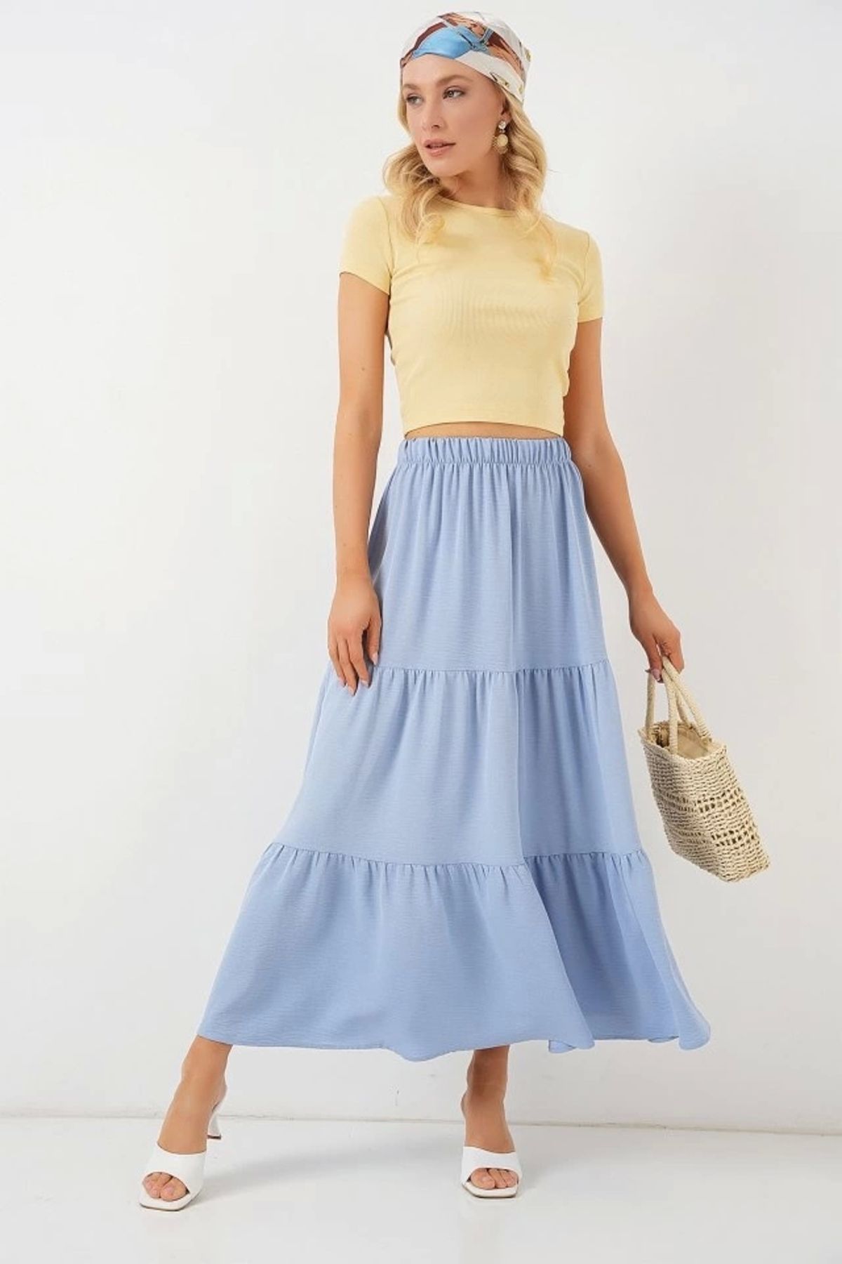 Butik Ayrobin Uzun Etek 8048 - Mavi