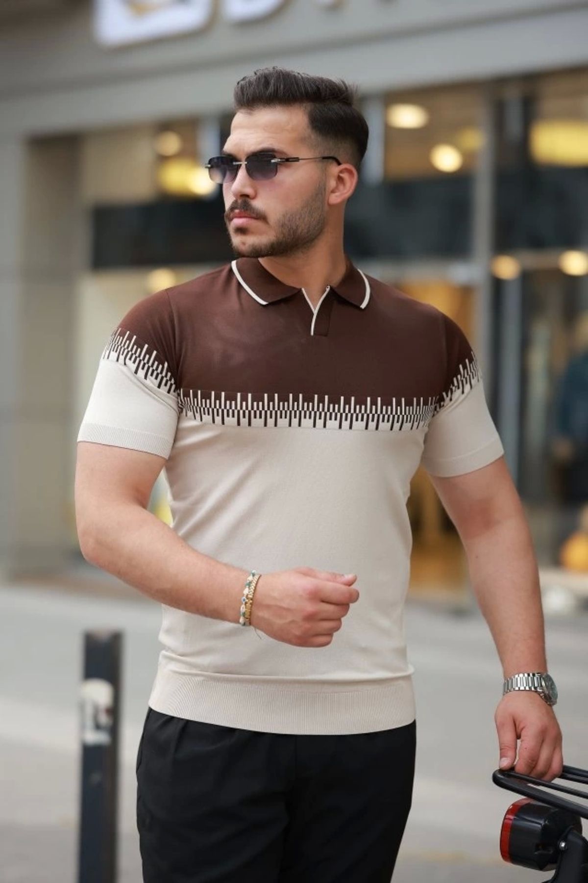 Butik Erkek Hemşire Yaka çift Renk Kısa Kollu Tişört