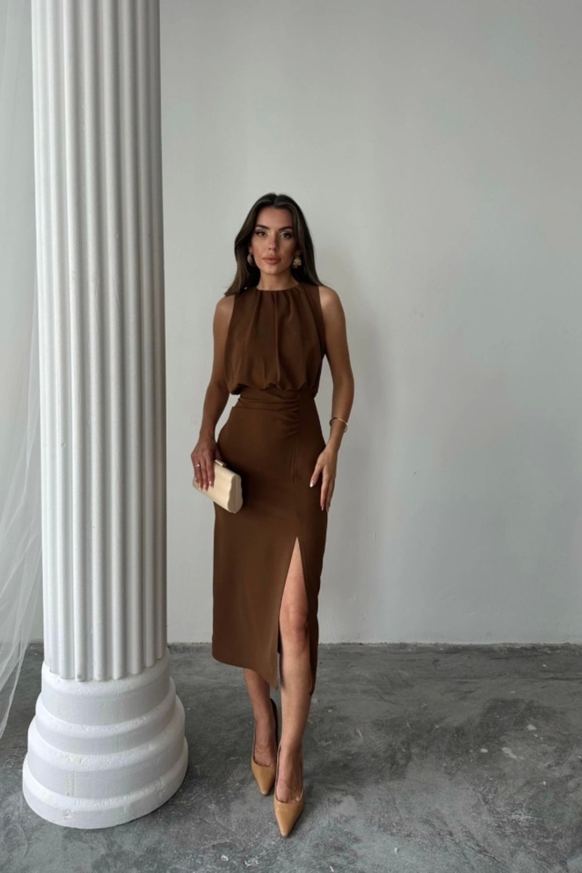 Butik ELBİSE - Kahverengi