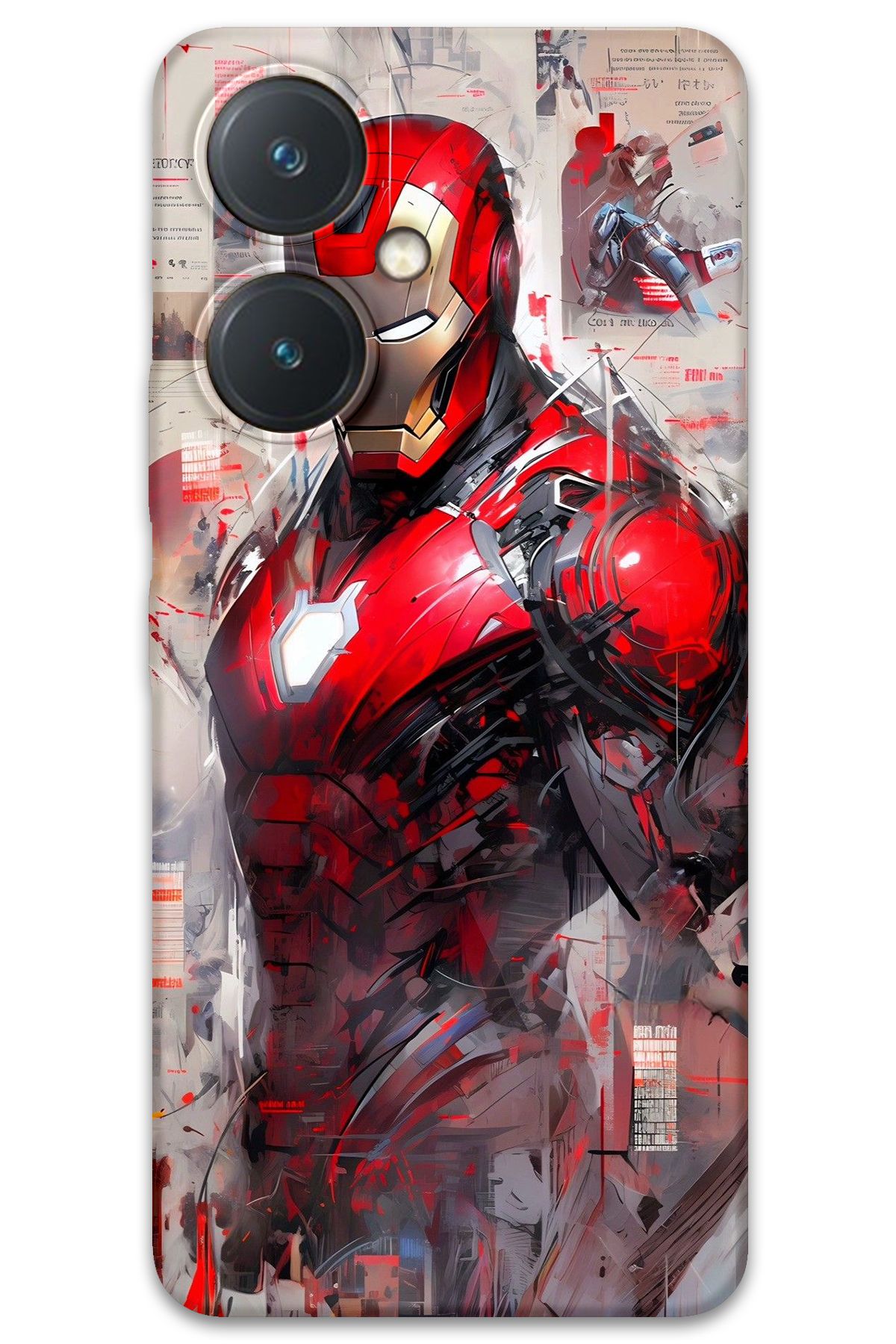 Gramaphone Vivo Y27 Uyumlu İronman Desenli Telefon Kılıfı + Ekran Koruyucu - 5828