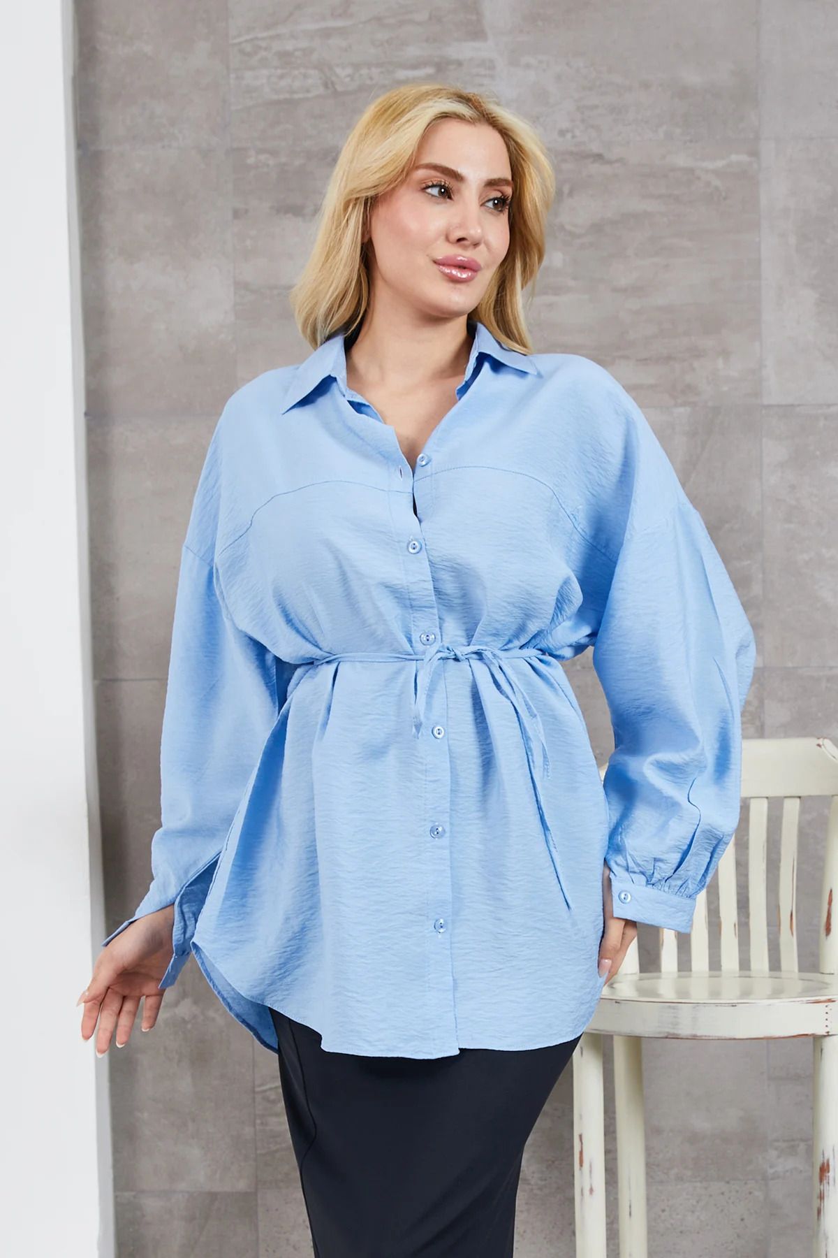 mahira collection İP KEMERLİ GÖMLEK