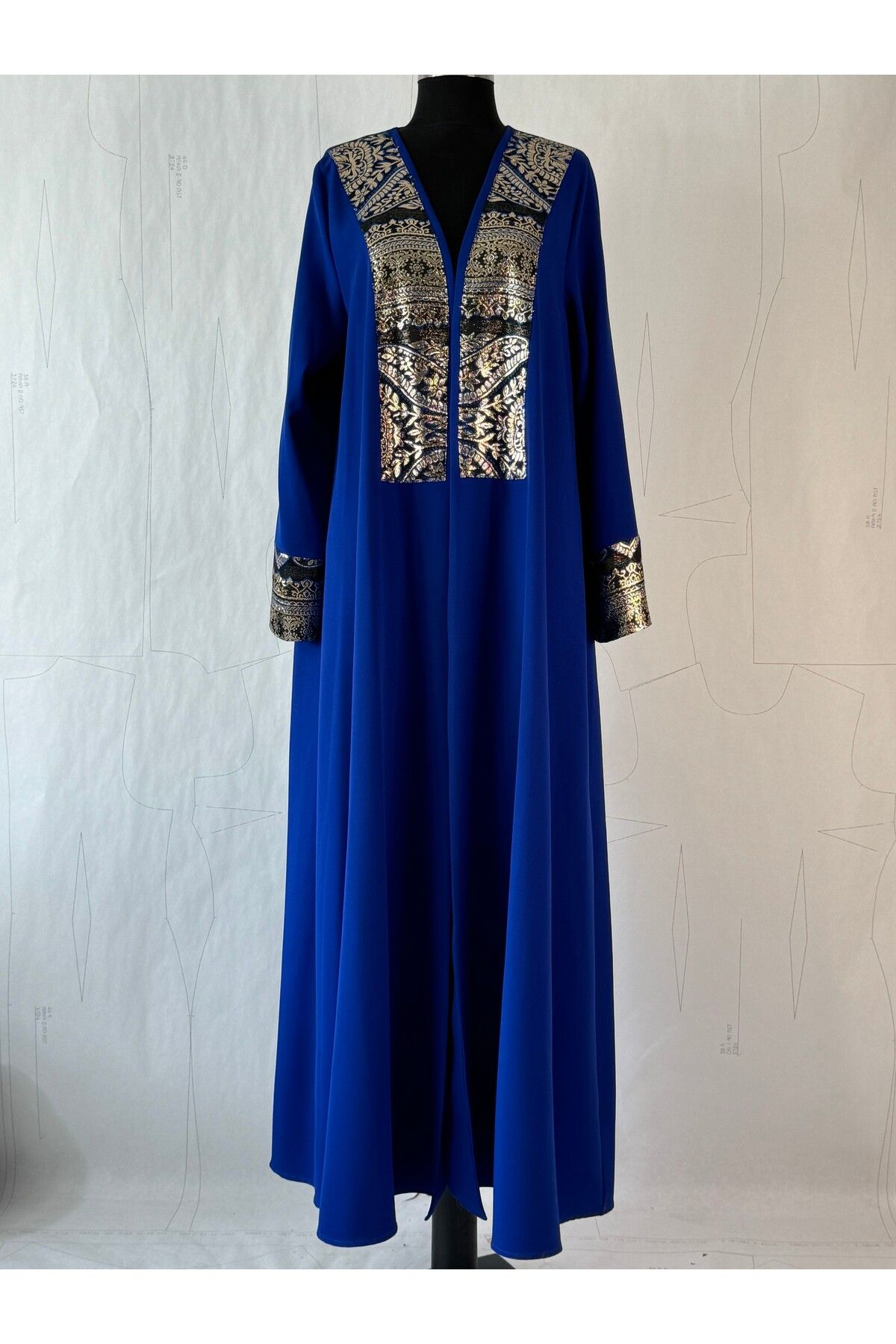 4 YOU TEKSTİL VE AKSESUAR jakar garnili saks krep kaftan