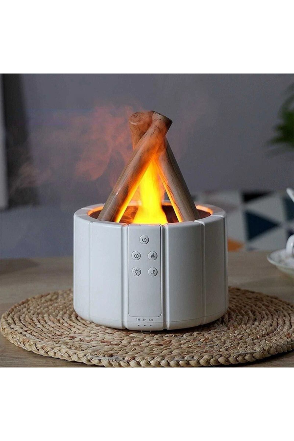 ATOMKIT-Difuzor Aromaterapie, Umidificator sub forma Foc de Tabara, Multiple Culori ale focului, Alb 9