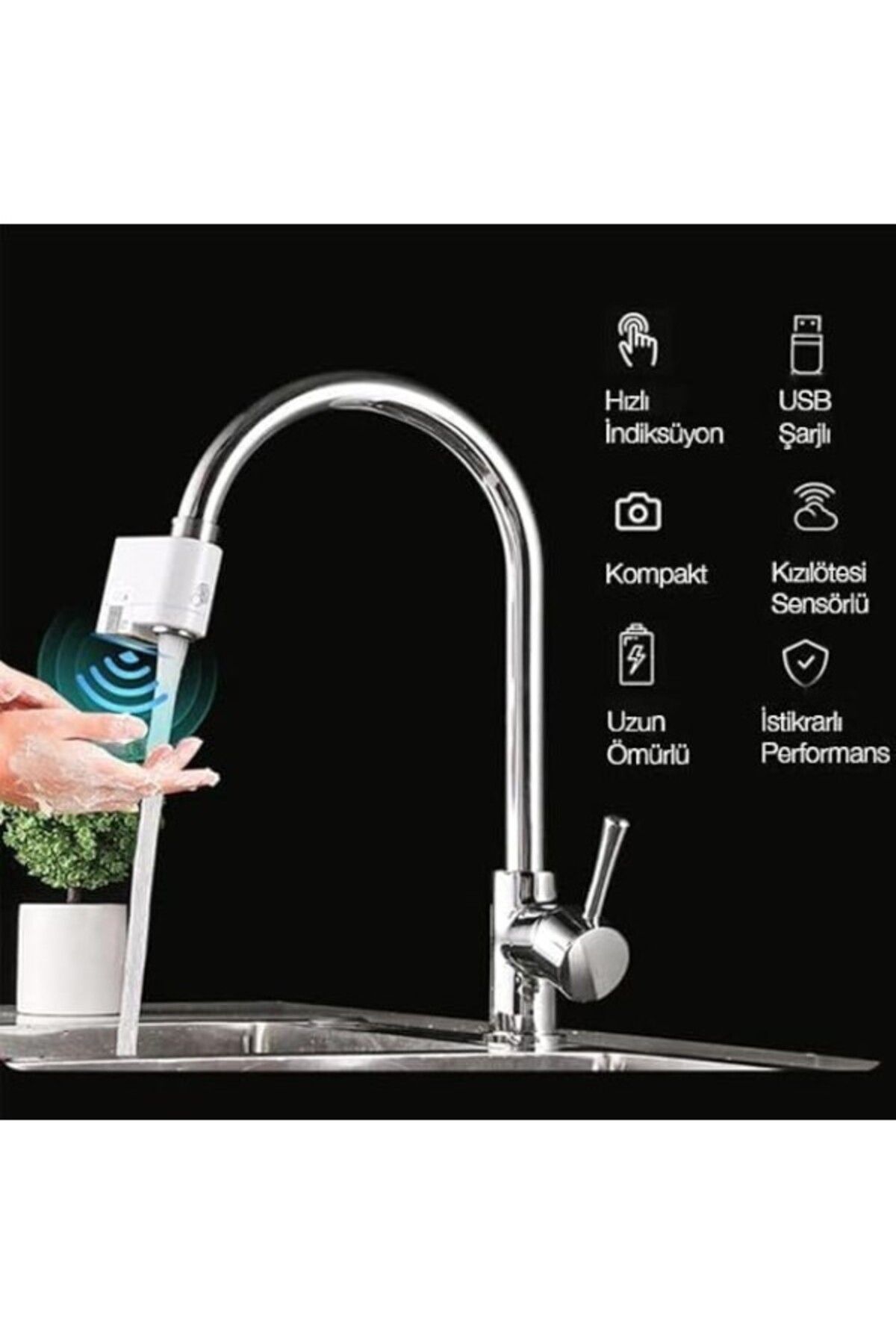 ShopZum Polhammobile Polham Otomatik Sensörlü Su Tasarruflu Musluk Başlığı, Kızılötesi Sensörlü, Tüm
