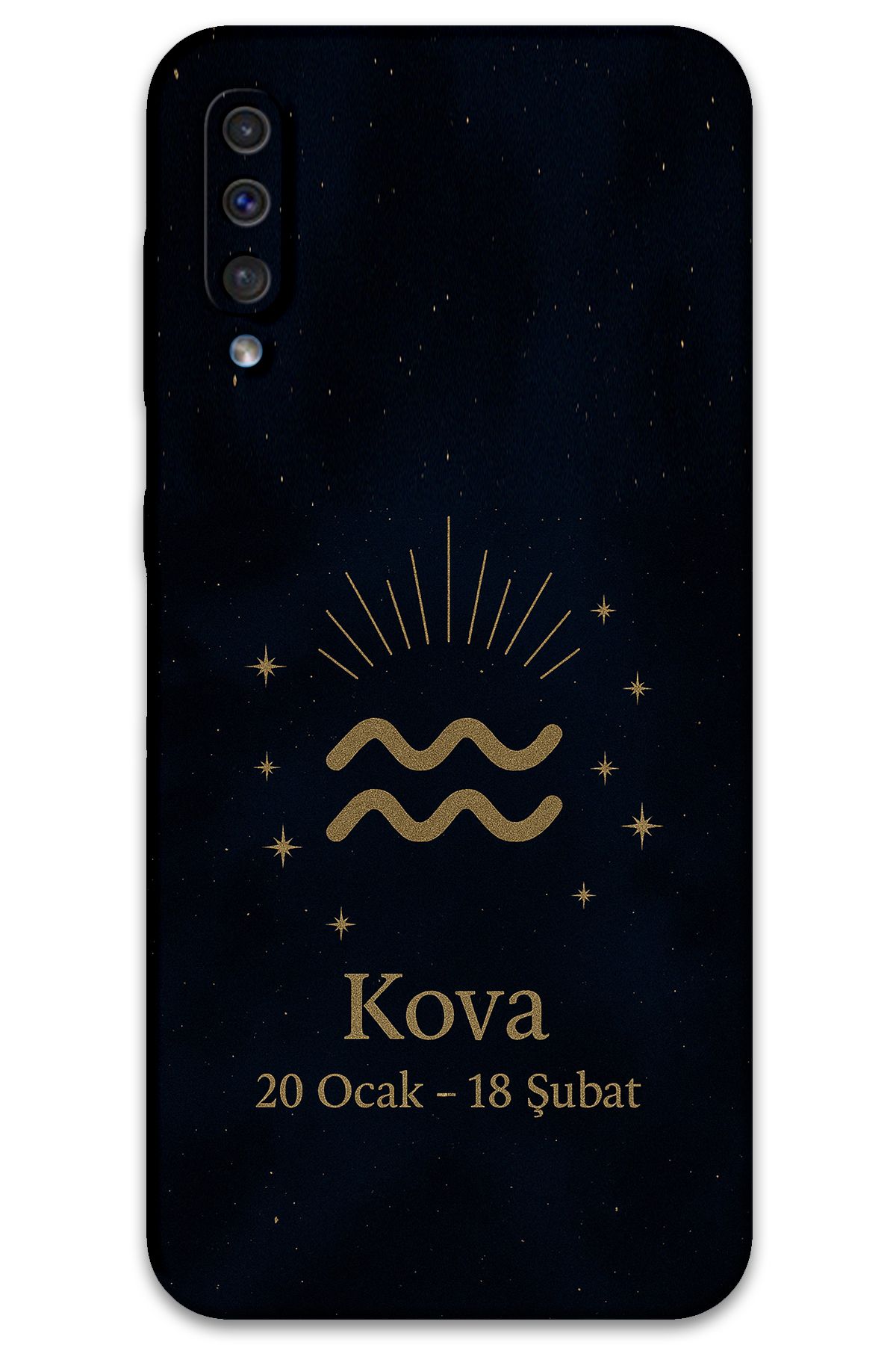 Gramaphone Galaxy A50 Uyumlu Kova Burcu Desenli Telefon Kılıfı + Ekran Koruyucu - 5778