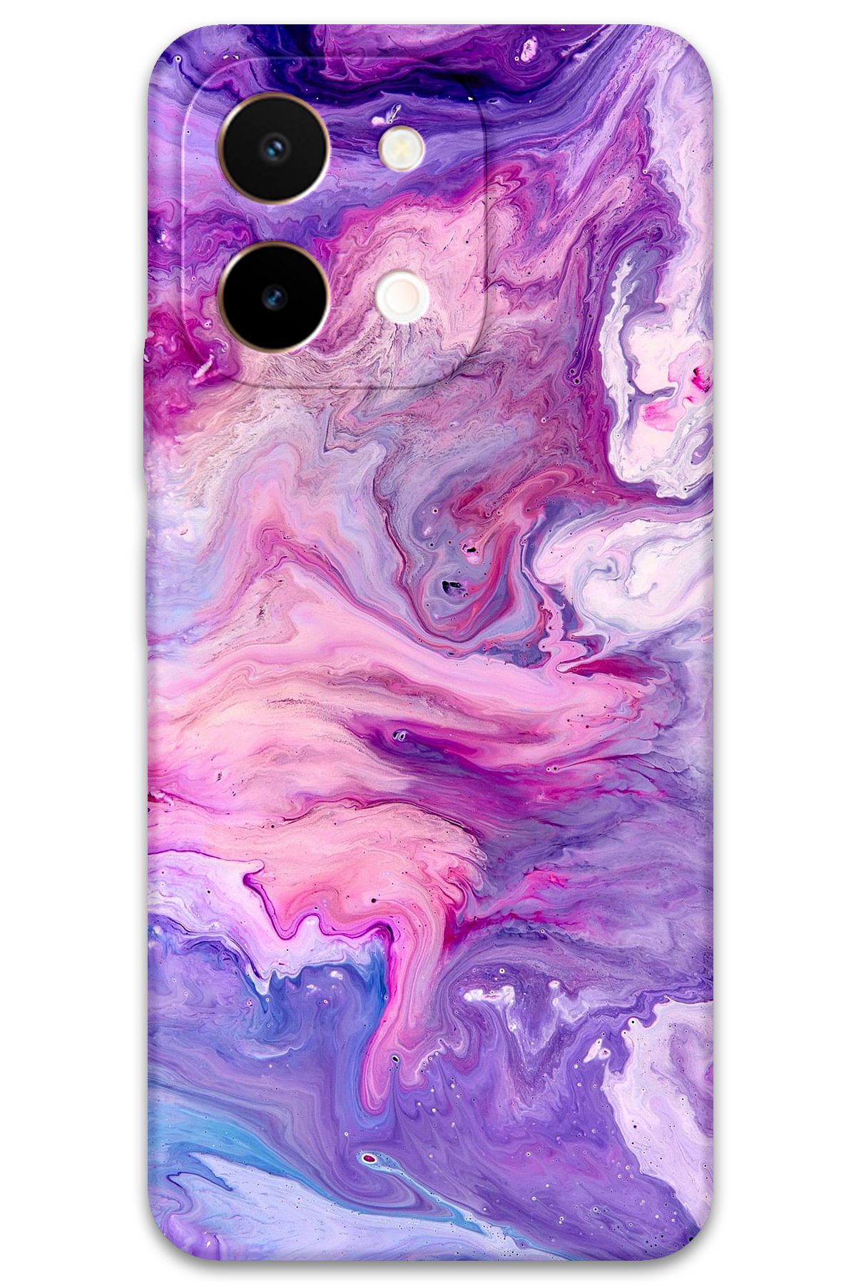 Gramaphone Vivo Y28 Uyumlu Mermer Desenli Telefon Kılıfı + Ekran Koruyucu - 5813