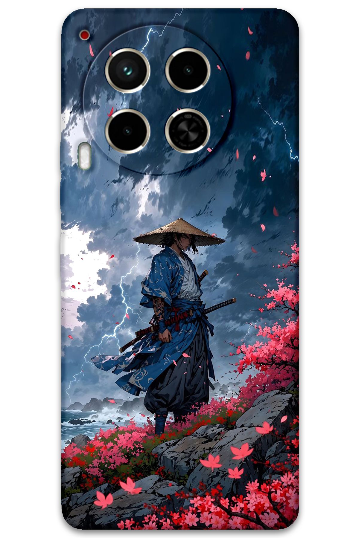 Gramaphone Tecno Camon 30 Uyumlu Samuray Desenli Telefon Kılıfı + Ekran Koruyucu - 5825
