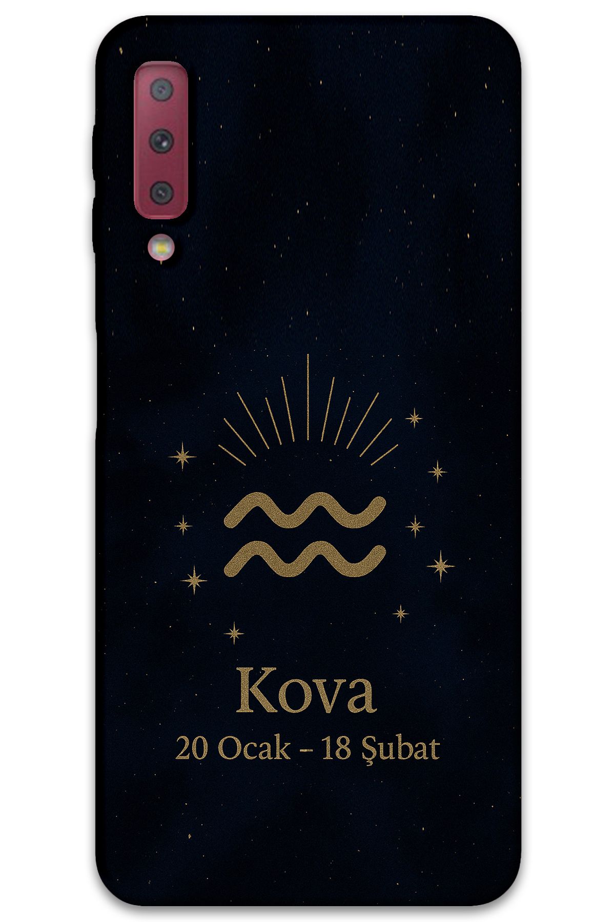 Gramaphone Galaxy A7 2018 Uyumlu Kova Burcu Desenli Telefon Kılıfı + Ekran Koruyucu - 5778