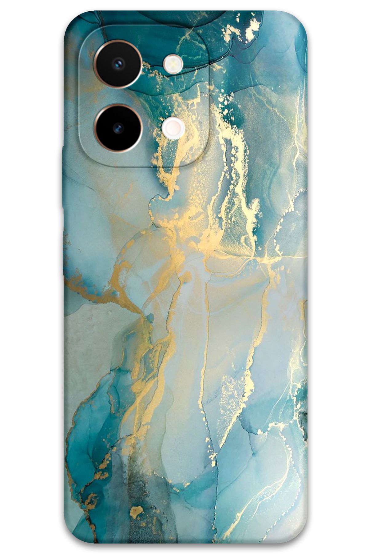 Gramaphone Vivo Y28 Uyumlu Mermer Desenli Telefon Kılıfı + Ekran Koruyucu - 5814