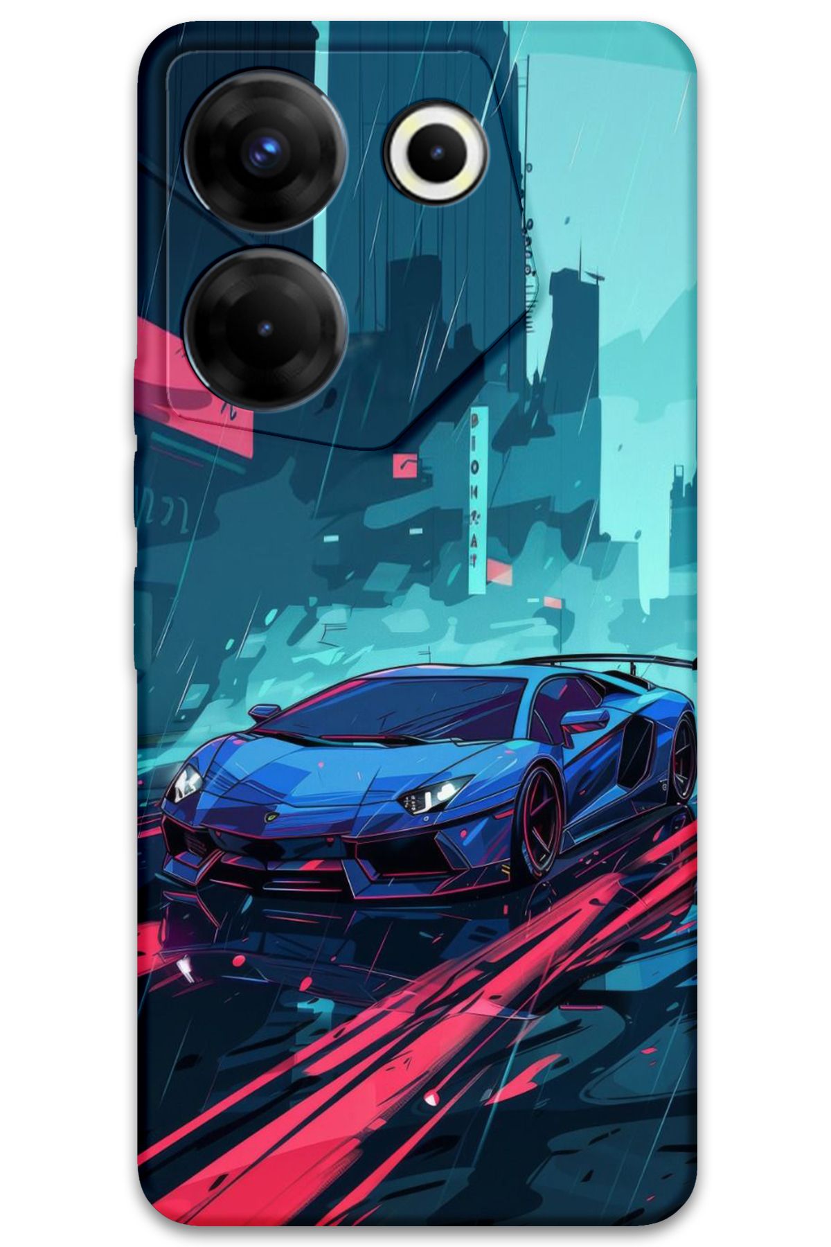 Gramaphone Tecno Camon 20 Pro 4G Uyumlu Araba Desenli Telefon Kılıfı + Ekran Koruyucu - 5763