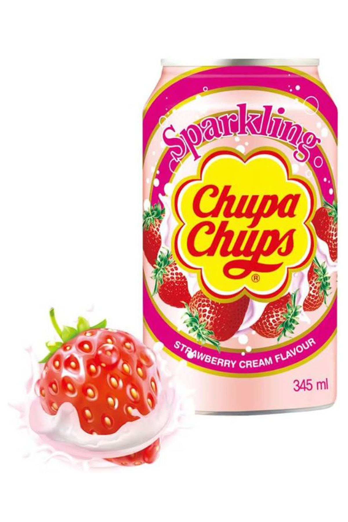 Transmed CHUPA CHUPS SPARKLİNG STRAWBERRY & CREAM FLAVOUR 345 ML * 4'LÜ