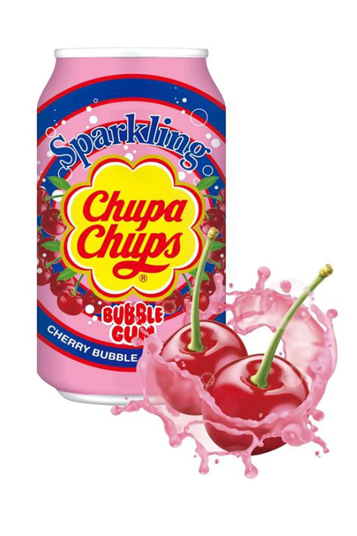 Transmed CHUPA CHUPS SPARKLİNG CHERRY BUBBLE GUM FLAVOUR 345 ML*5'Lİ